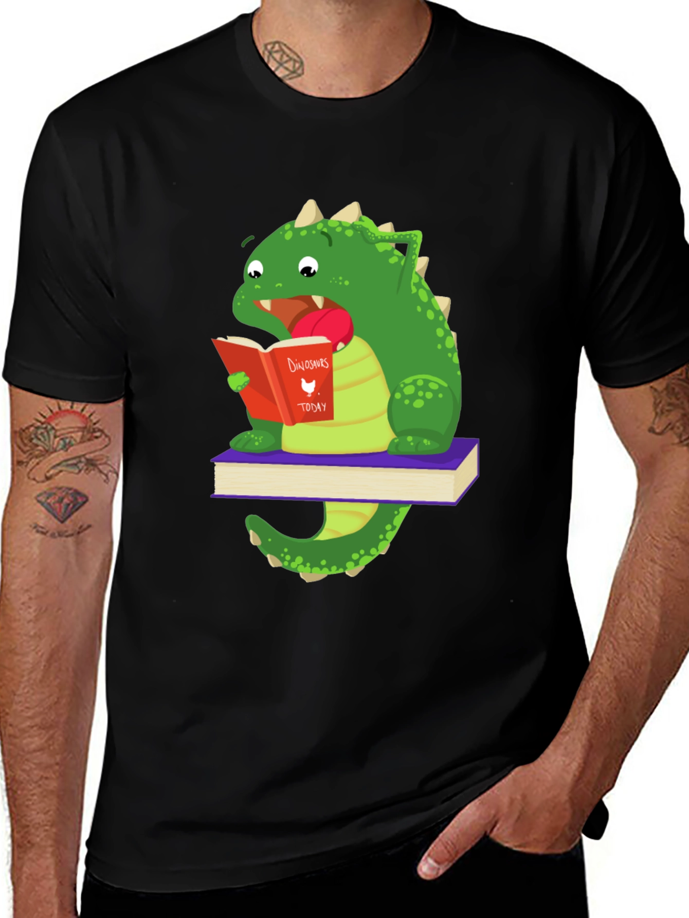 Variant 8 of Dinosaur Reading Book T-Shirt