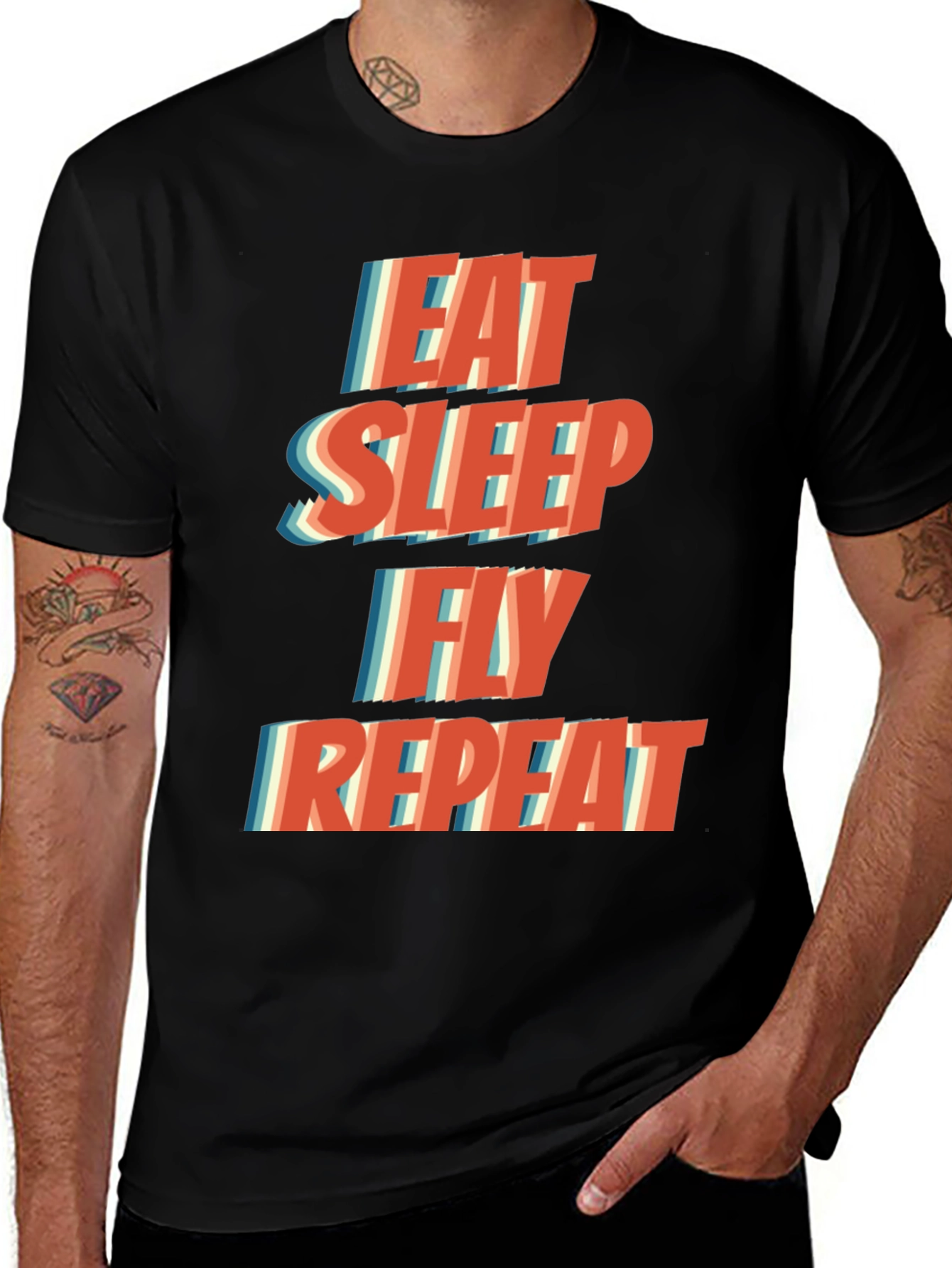 Variant 10 of Eat Sleep Fly Repeat Graphic T-Shirt