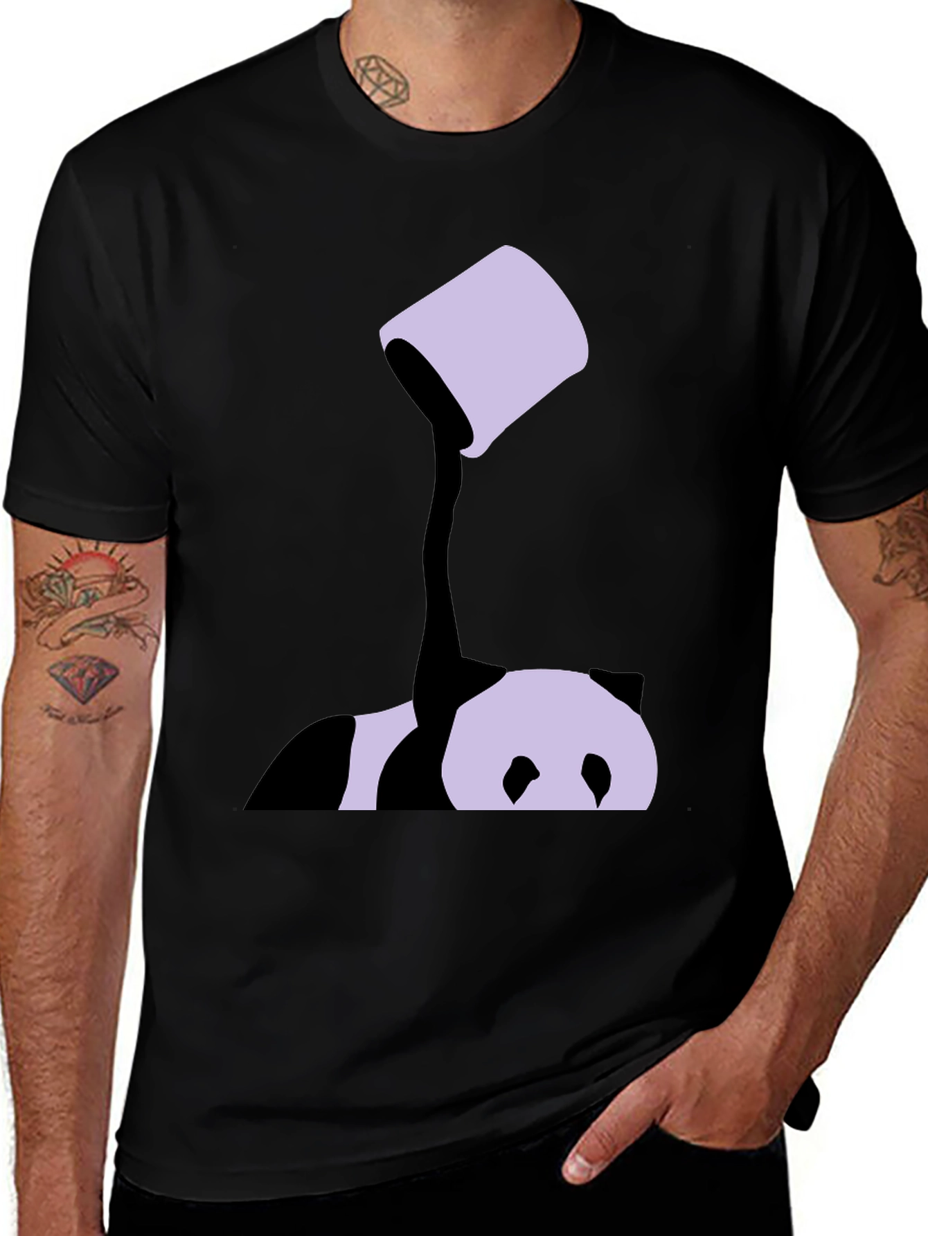 Variant 5 of Panda Paint Drip Graphic Tee - Black