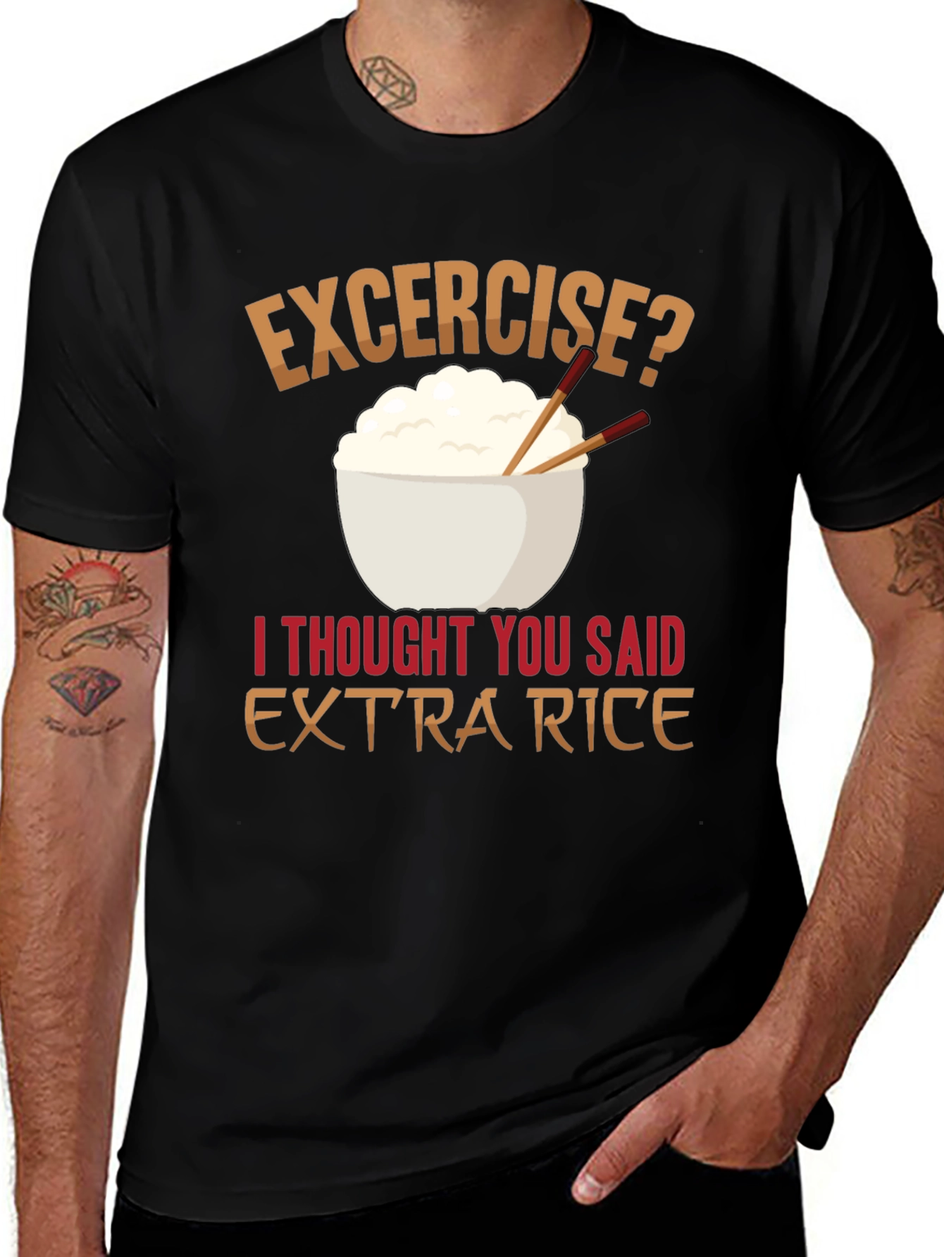 Variant 3 of Funny "Extra Rice" Graphic T-Shirt