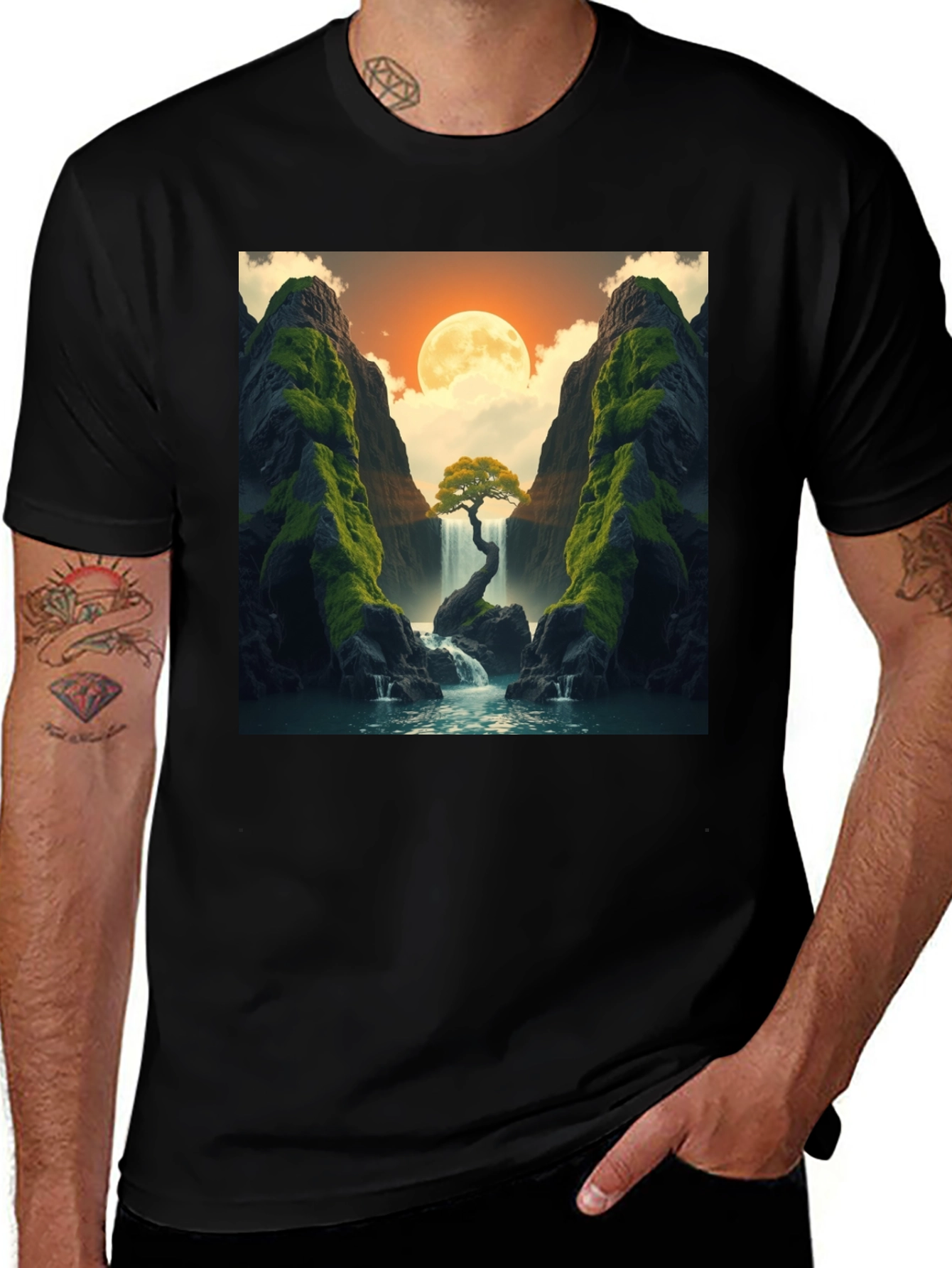 Variant 12 of Nature's Harmony T-Shirt: Moonlit Mountain Tree