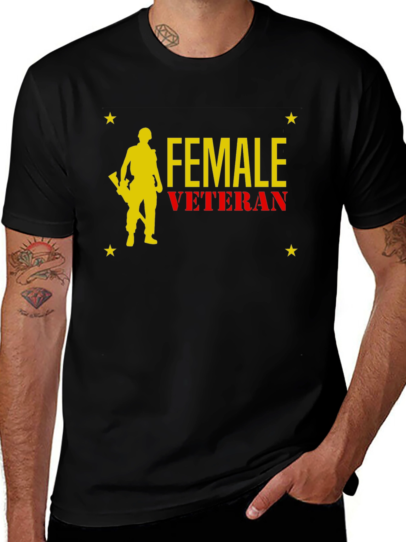 Variant 11 of Female Veteran Graphic T-Shirt - Black