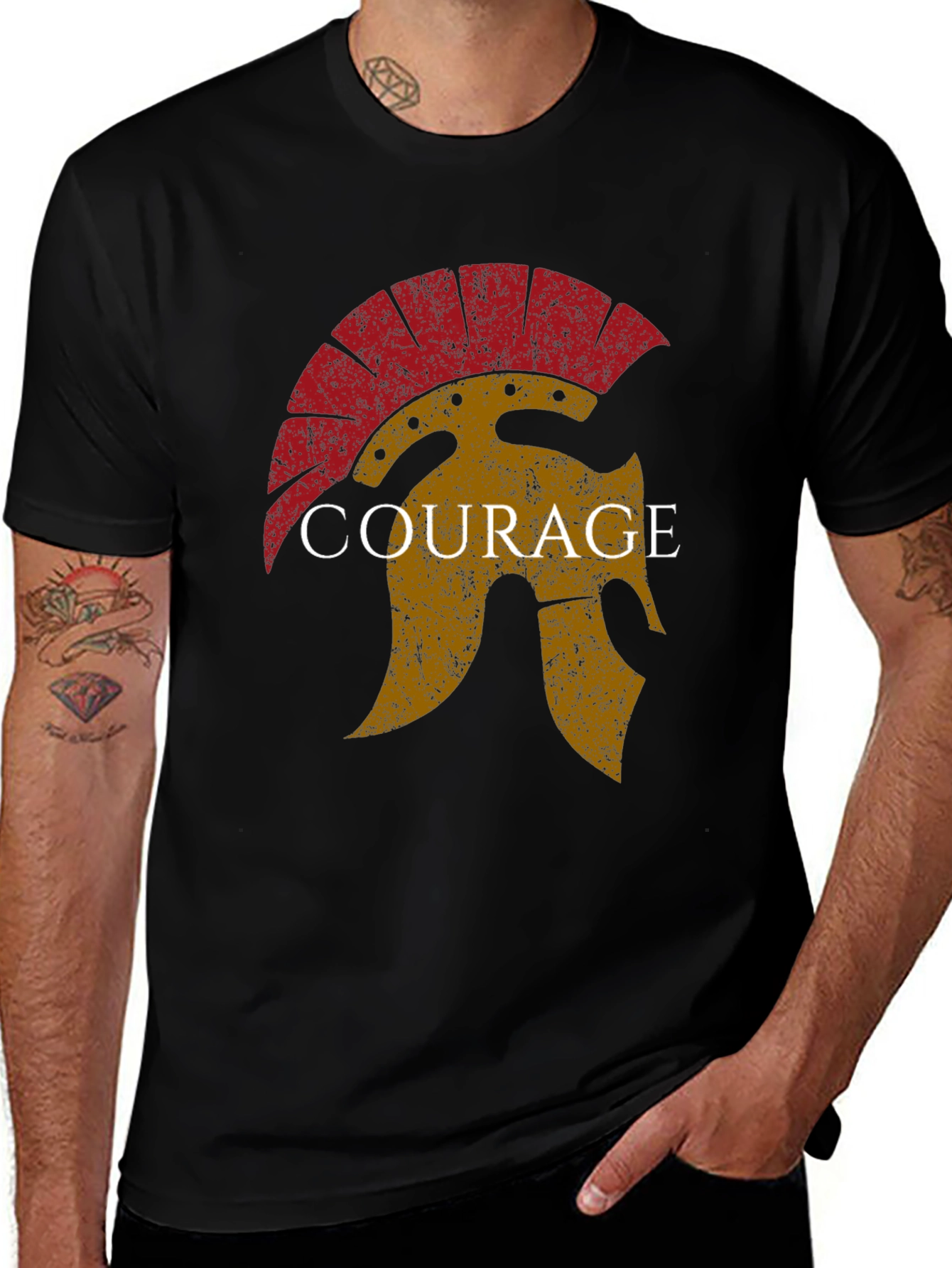 Variant 12 of Courage Spartan Helmet Graphic T-Shirt