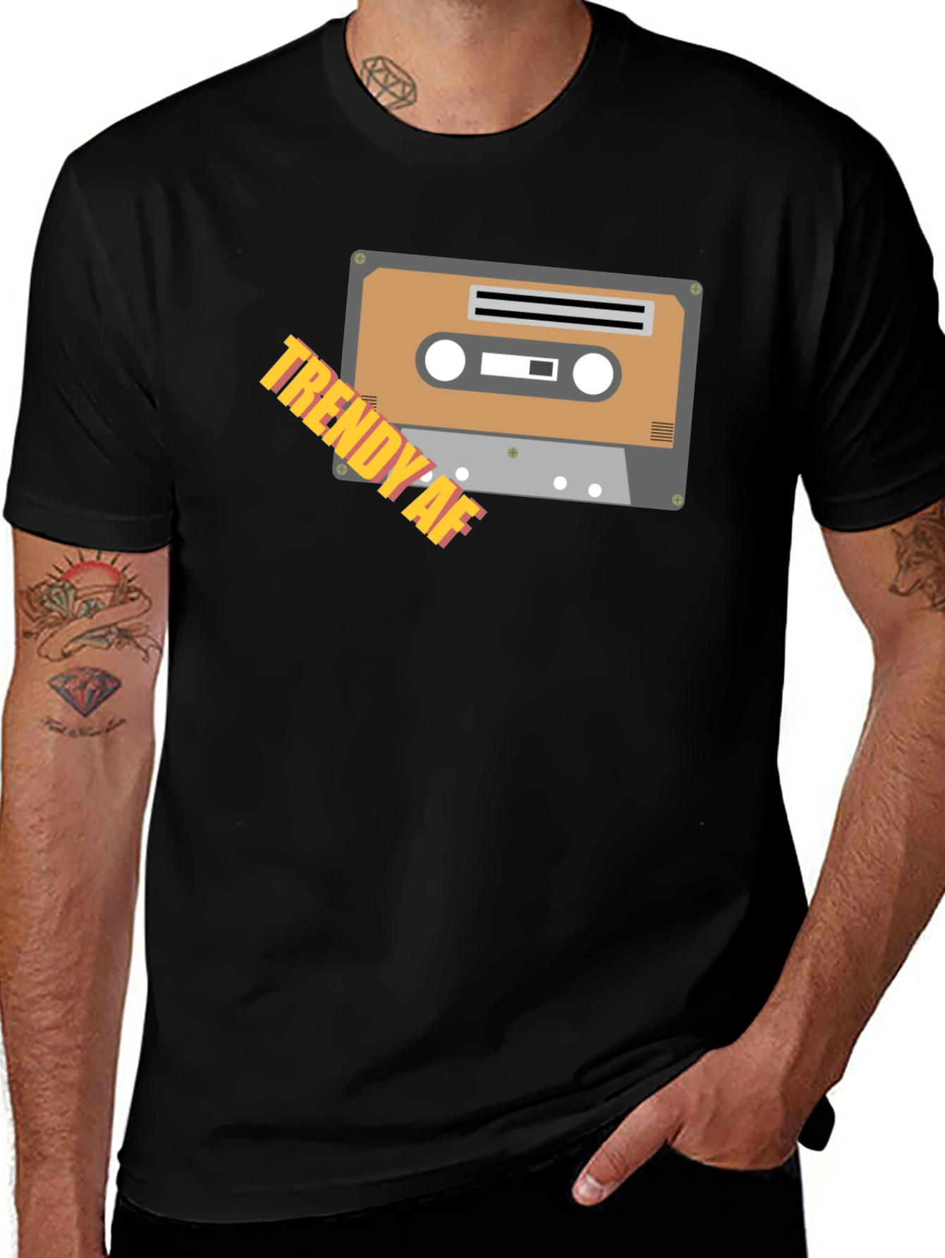 Variant 9 of Trendy AF Cassette Tape Graphic Black T-Shirt