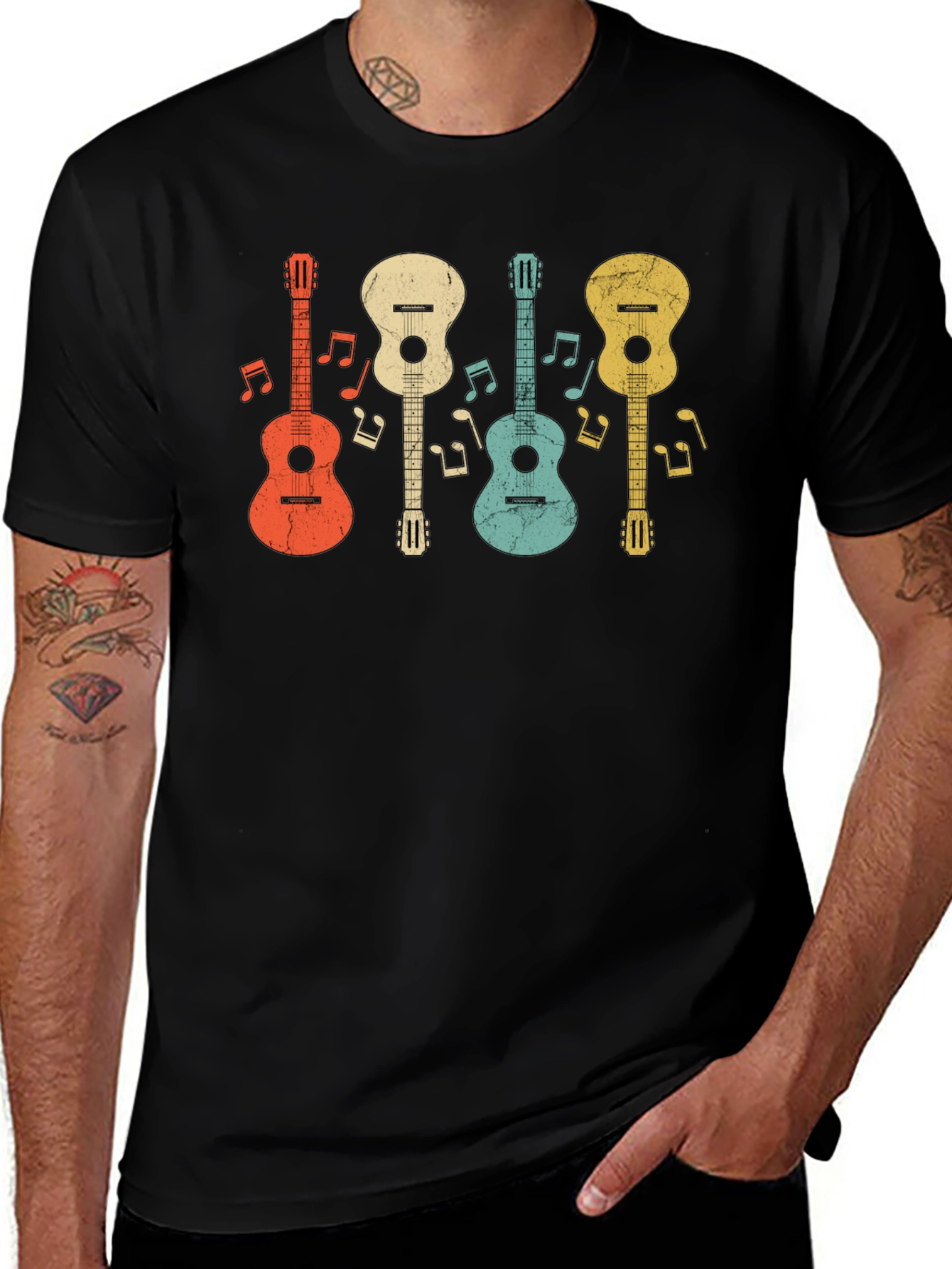 Variant 17 of Vintage Guitars Music Notes T-Shirt