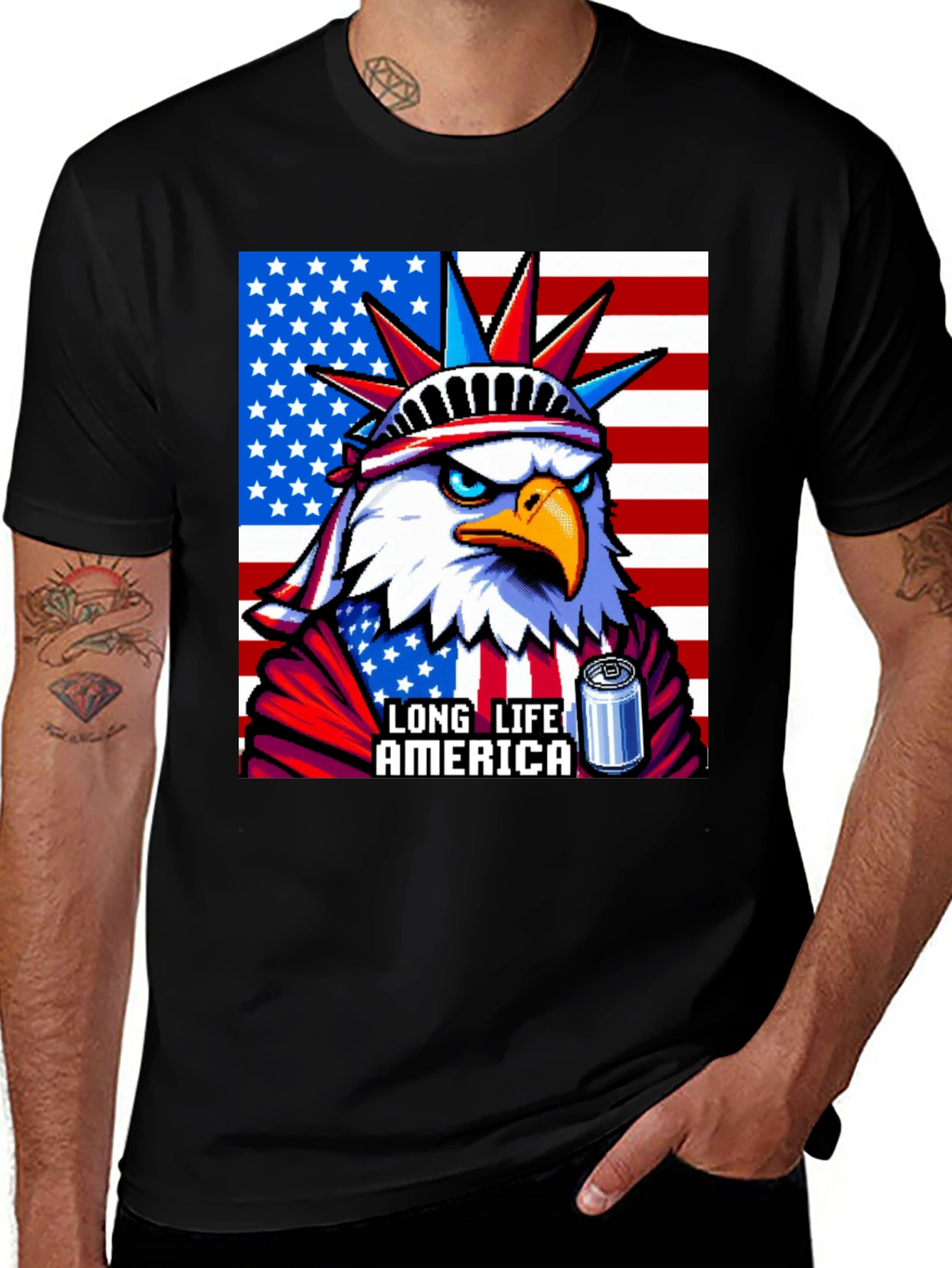 Variant 16 of Patriotic Eagle Statue of Liberty T-Shirt