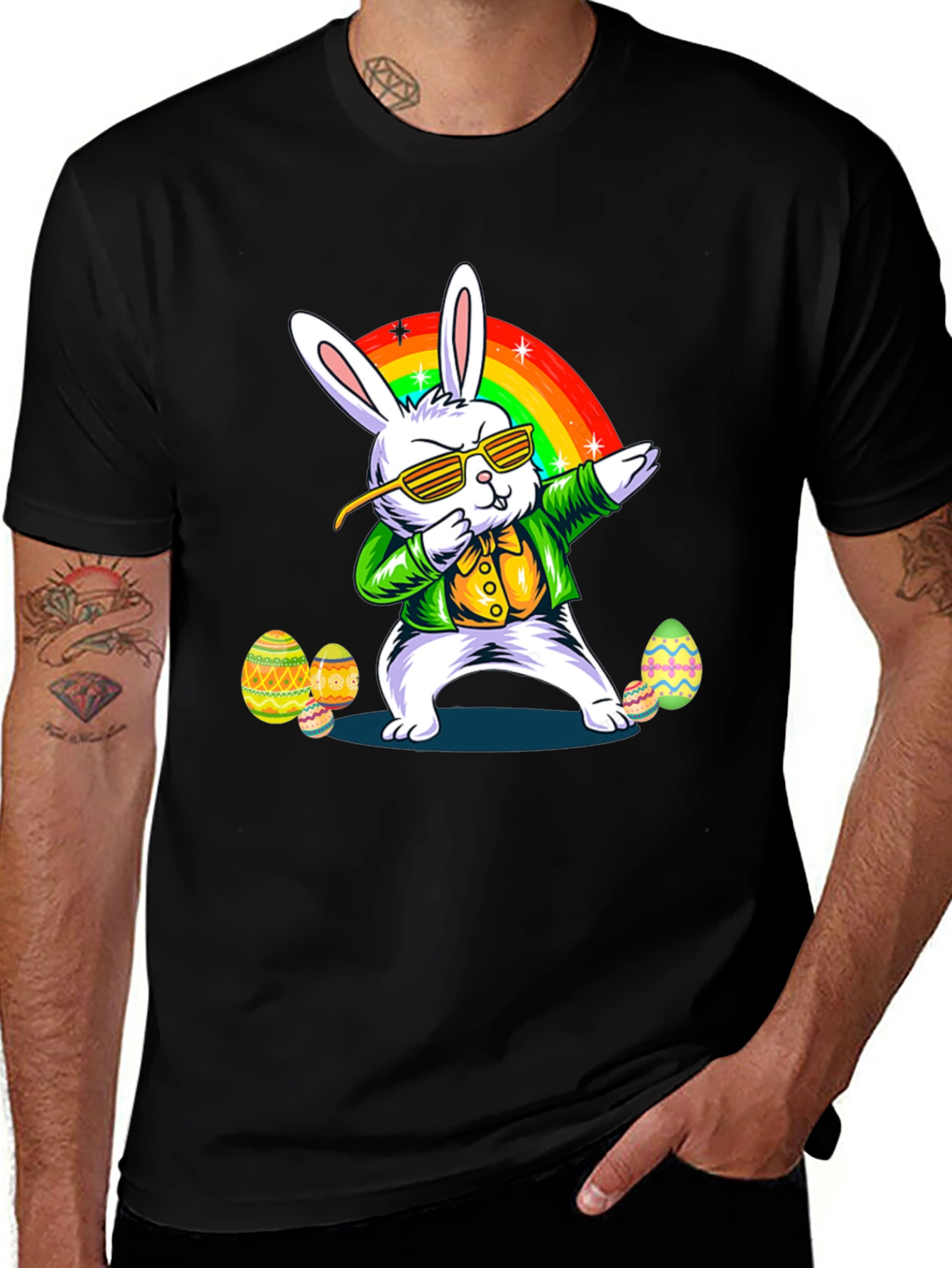 Easter Bunny Dabbing Graphic T-Shirt