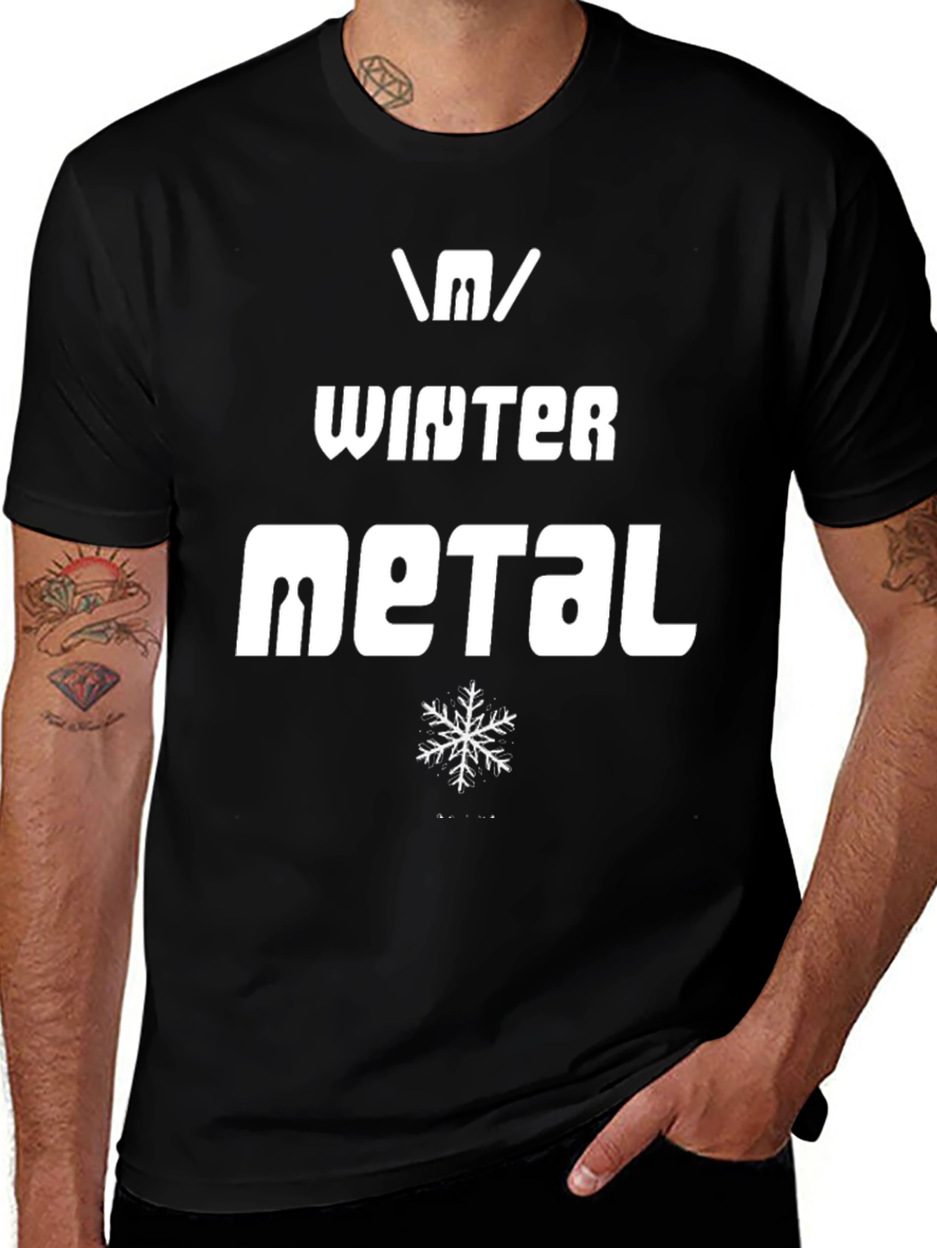 Winter Metal Graphic T-Shirt - Black