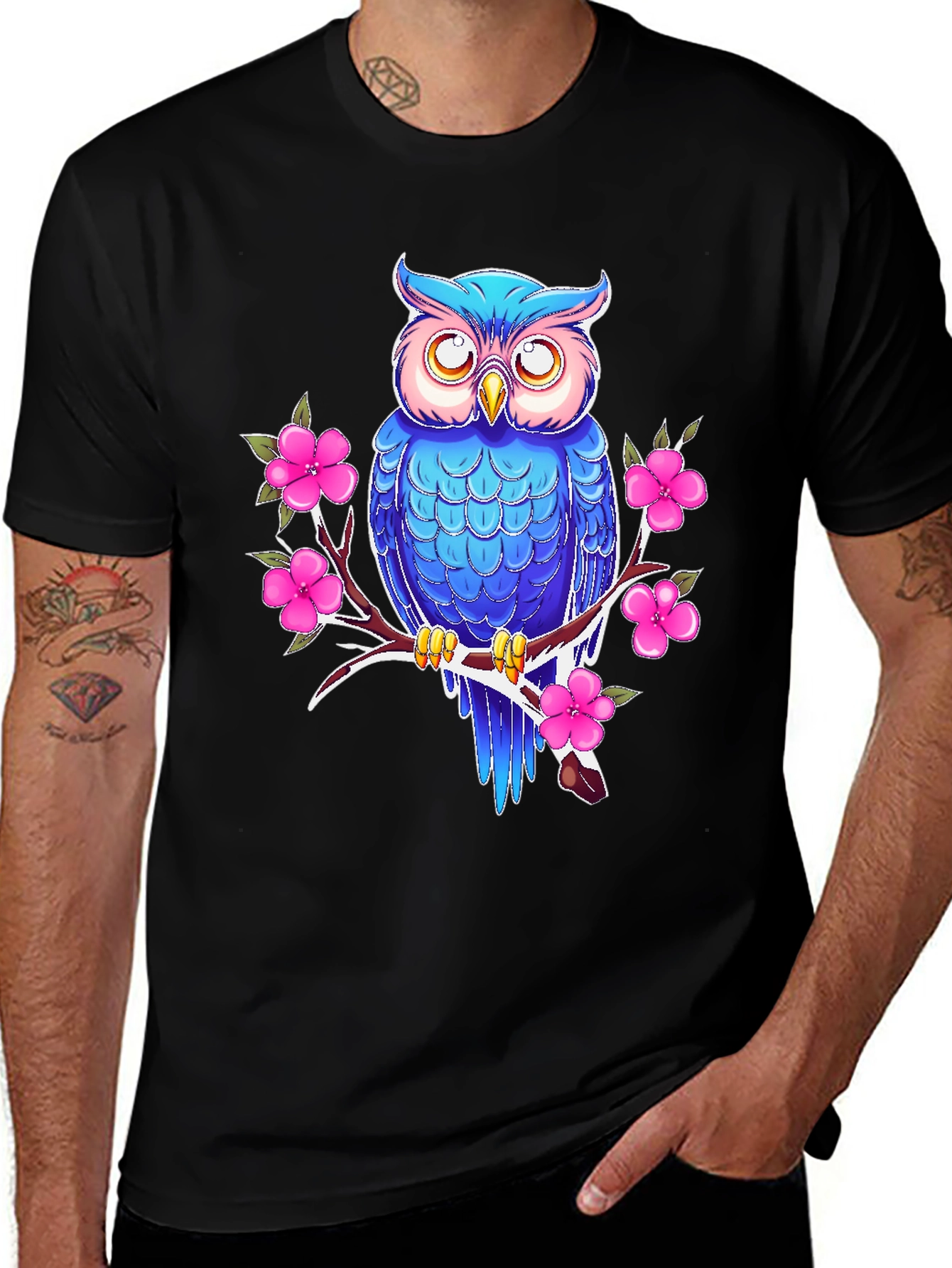 Variant 28 of Owl and Blossom Graphic Print Tee
