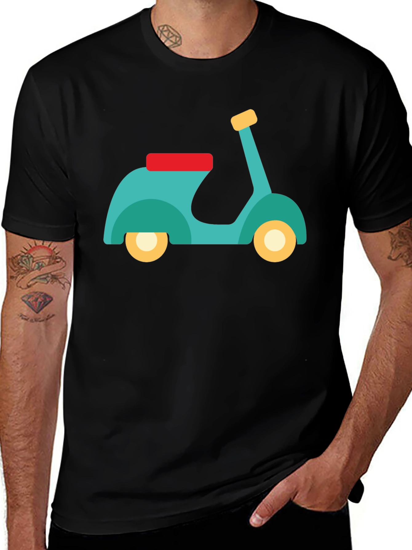 Variant 30 of Scooter Graphic Black Tee - Stylish Casual Wear