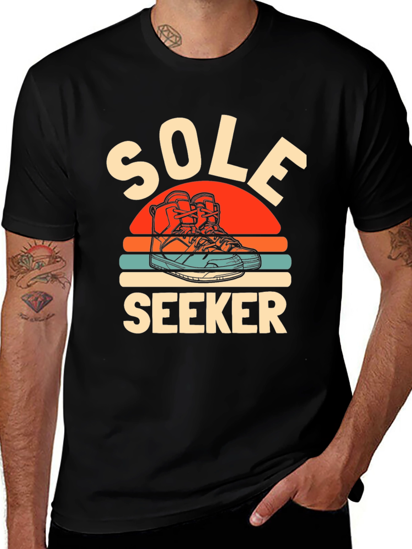 Variant 19 of Sole Seeker Graphic Tee - Black Cotton Blend