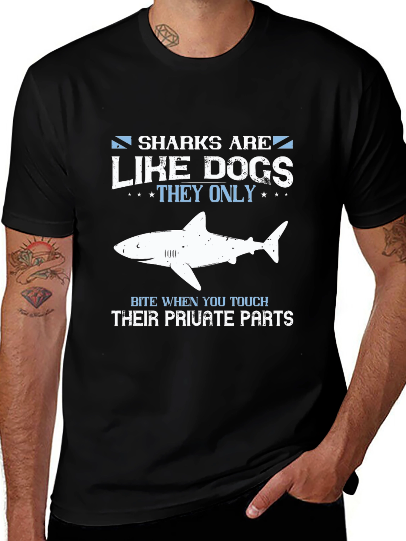 Variant 22 of Sharks Are Like Dogs Funny Graphic Tee