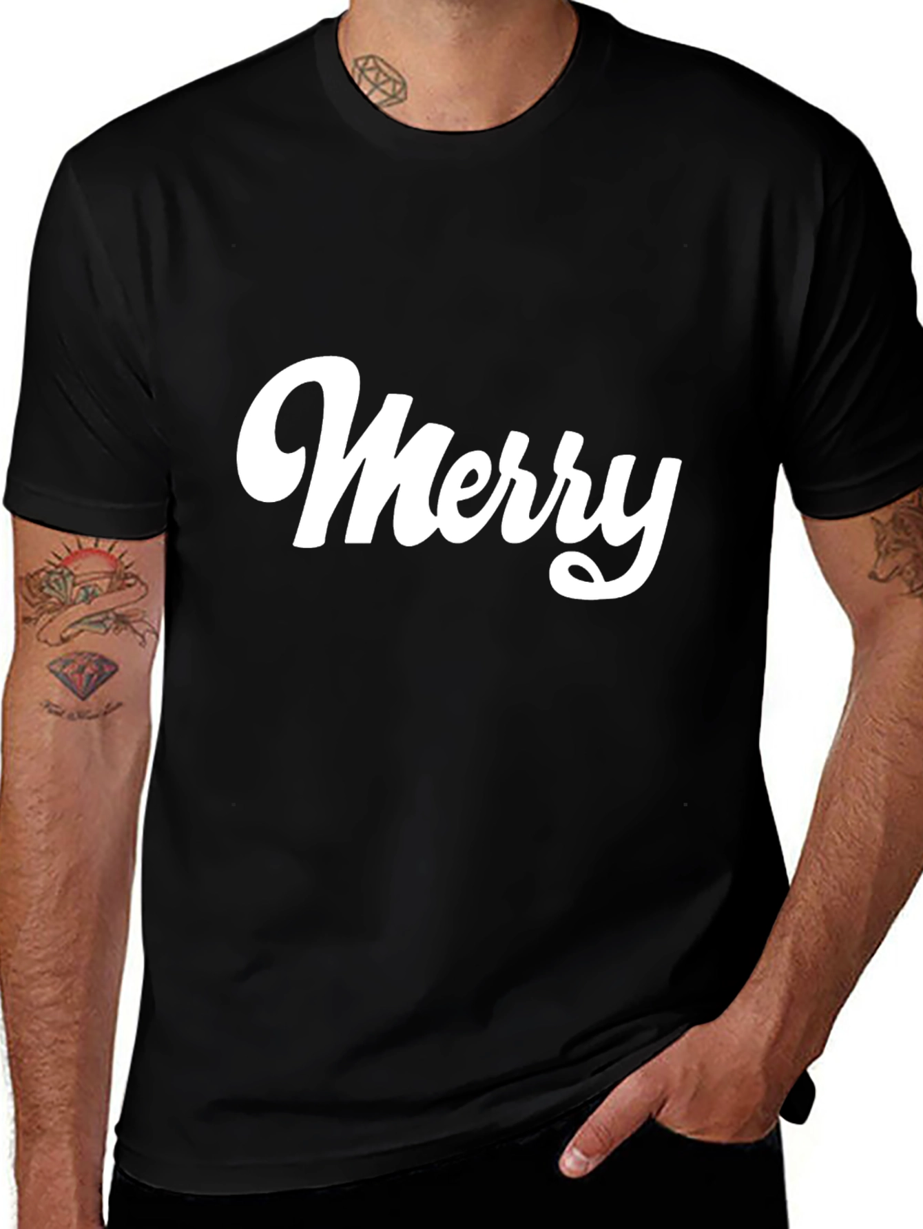 Variant 23 of Merry Graphic Tee - Black Cotton T-Shirt