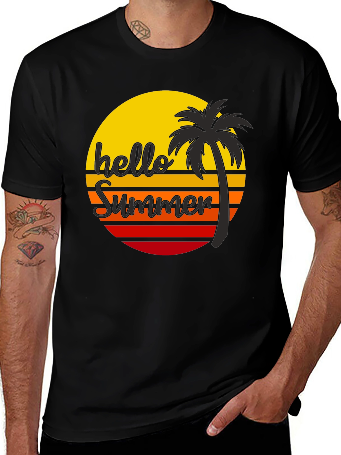 Variant 5 of Hello Summer Palm Tree Graphic Tee