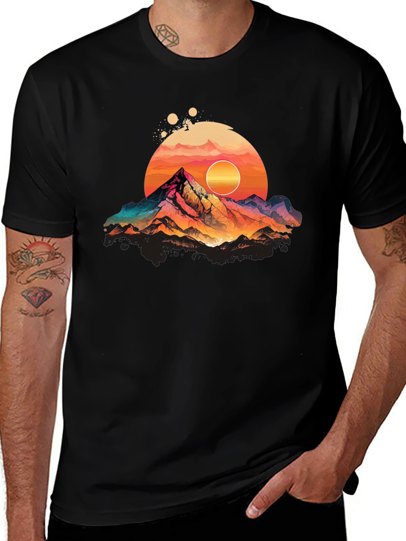 Variant 29 of Mountain Sunset Graphic Tee - Black