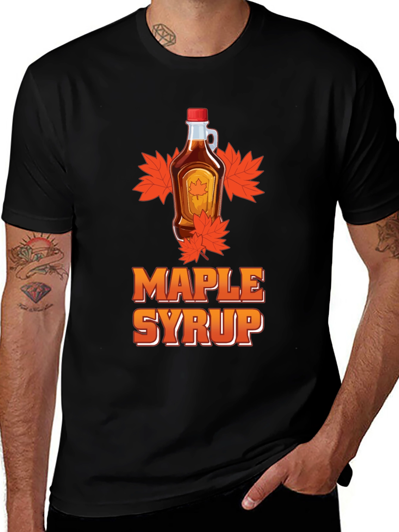 Variant 15 of Maple Syrup Graphic Tee - Black T-Shirt