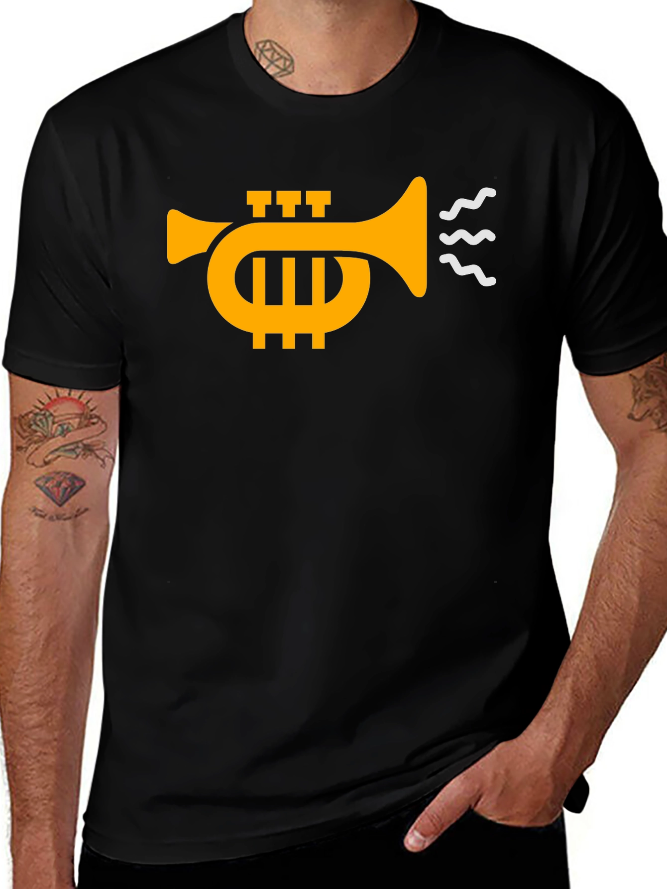 Variant 29 of Trumpet Graphic Black T-Shirt
