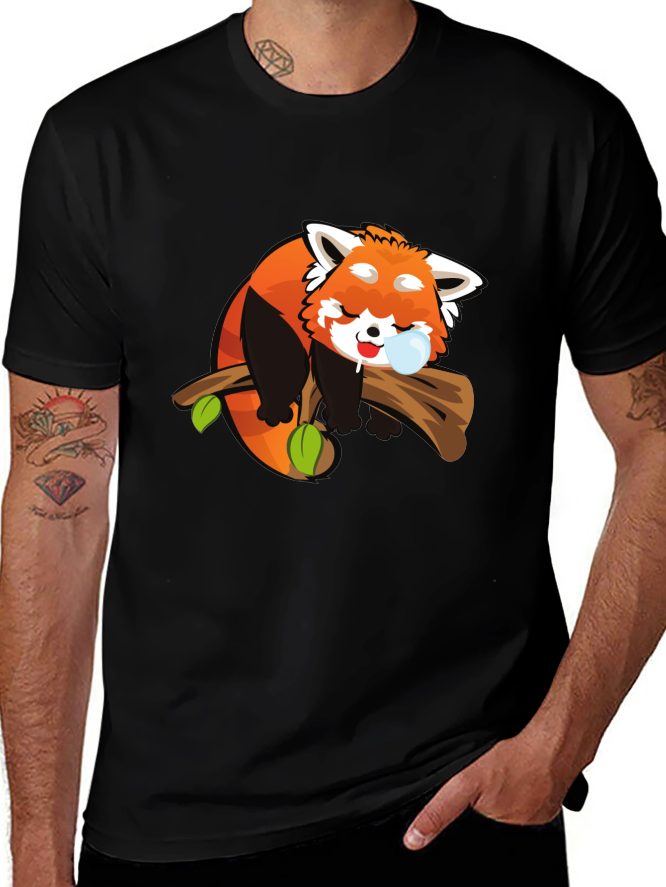 Variant 16 of Cute Red Panda Bubble T-Shirt - Black