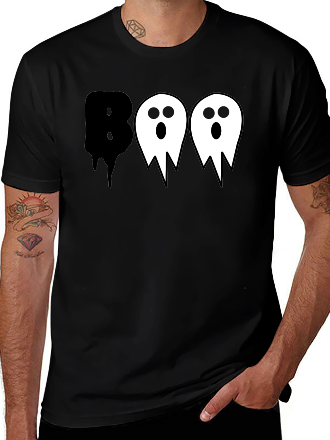 Boo Ghost Halloween Graphic T-Shirt