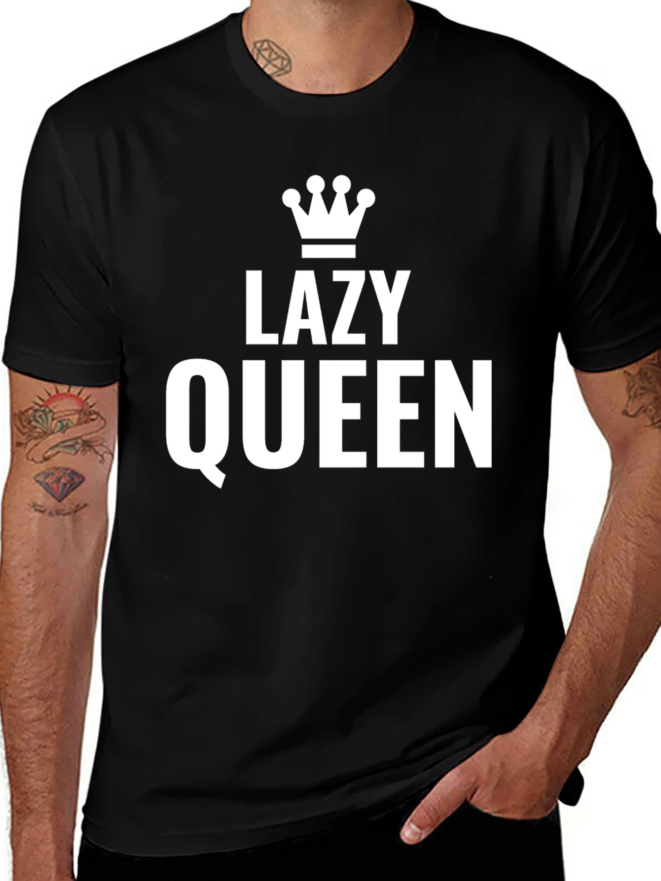 Black Lazy Queen Graphic Tee - Unisex Black T-Shirt main image