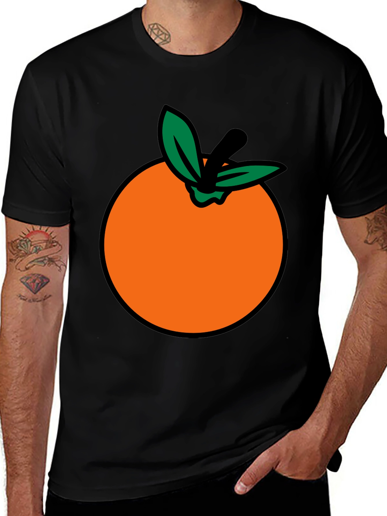 Variant 5 of Orange Graphic T-Shirt - Casual Black Tee
