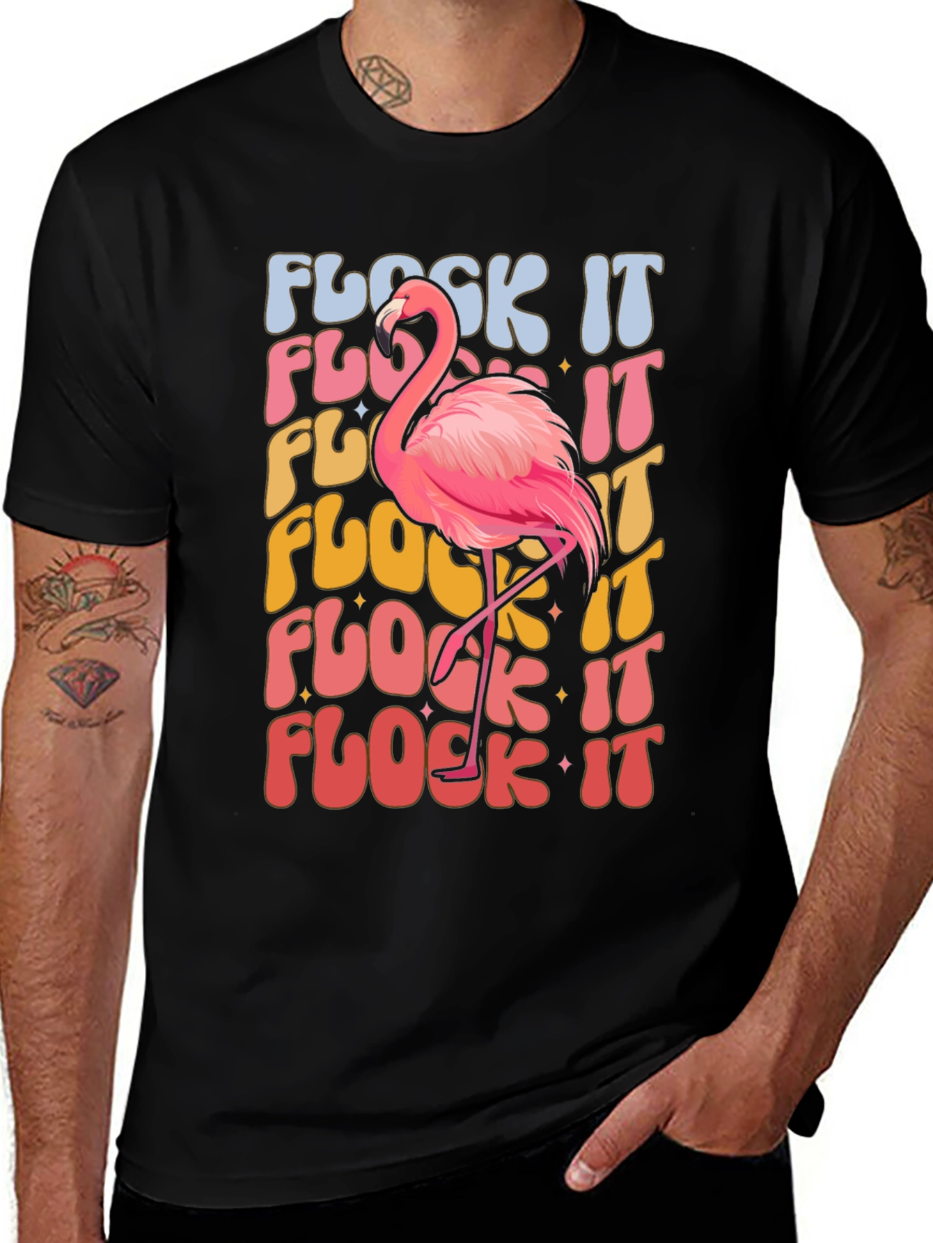 Variant 18 of Flock It Flamingo Graphic Tee - Quirky Tropical Style