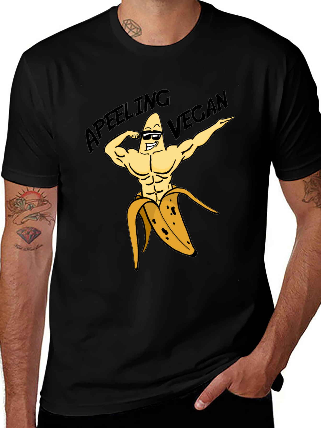 Variant 8 of Apeeling Vegan T-Shirt - Banana Muscle Design
