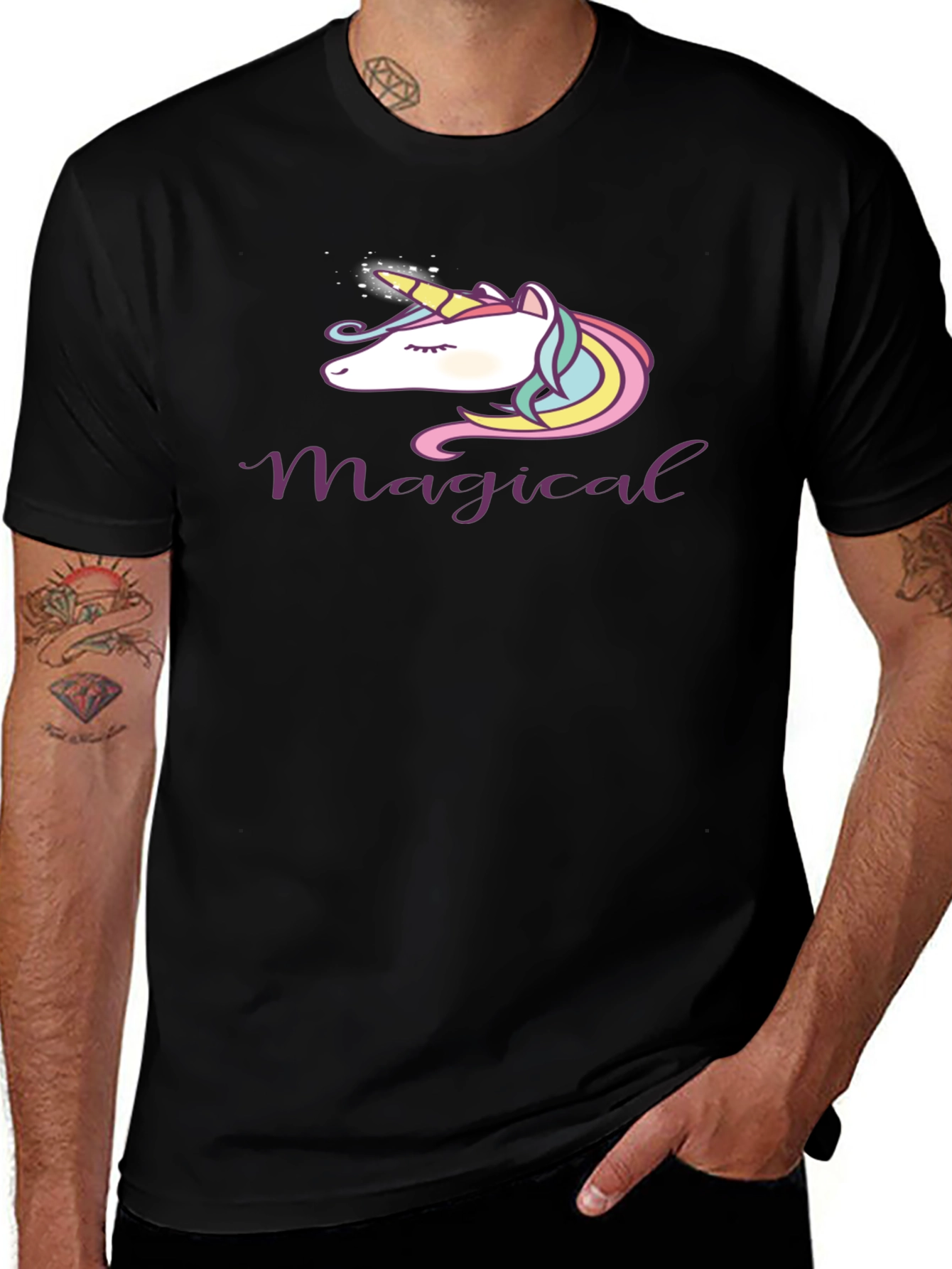 Black Magical Unicorn T-Shirt - Soft Cotton Blend, Black main image