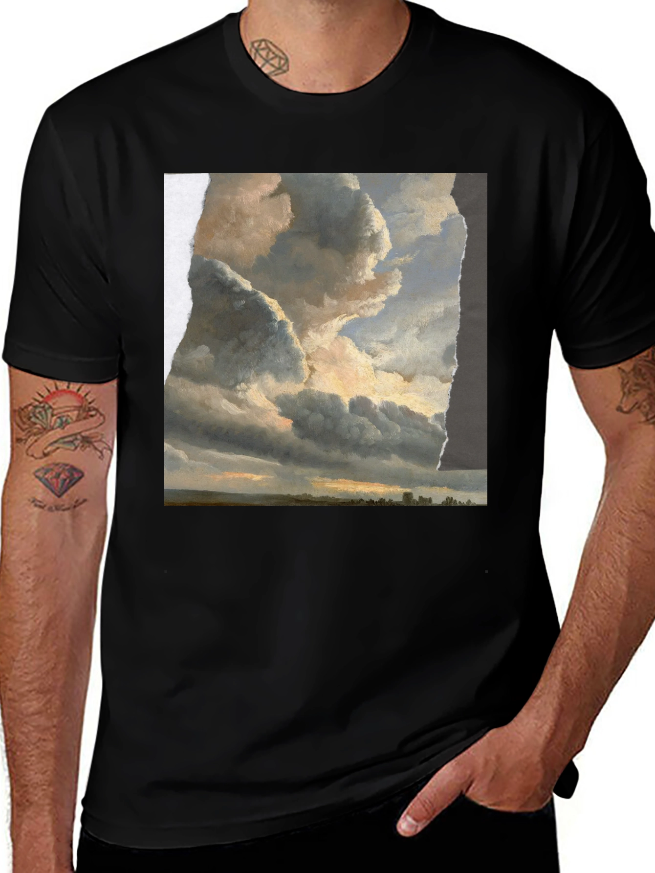 Variant 22 of Cloudscape Graphic Tee - Artistic Black T-Shirt