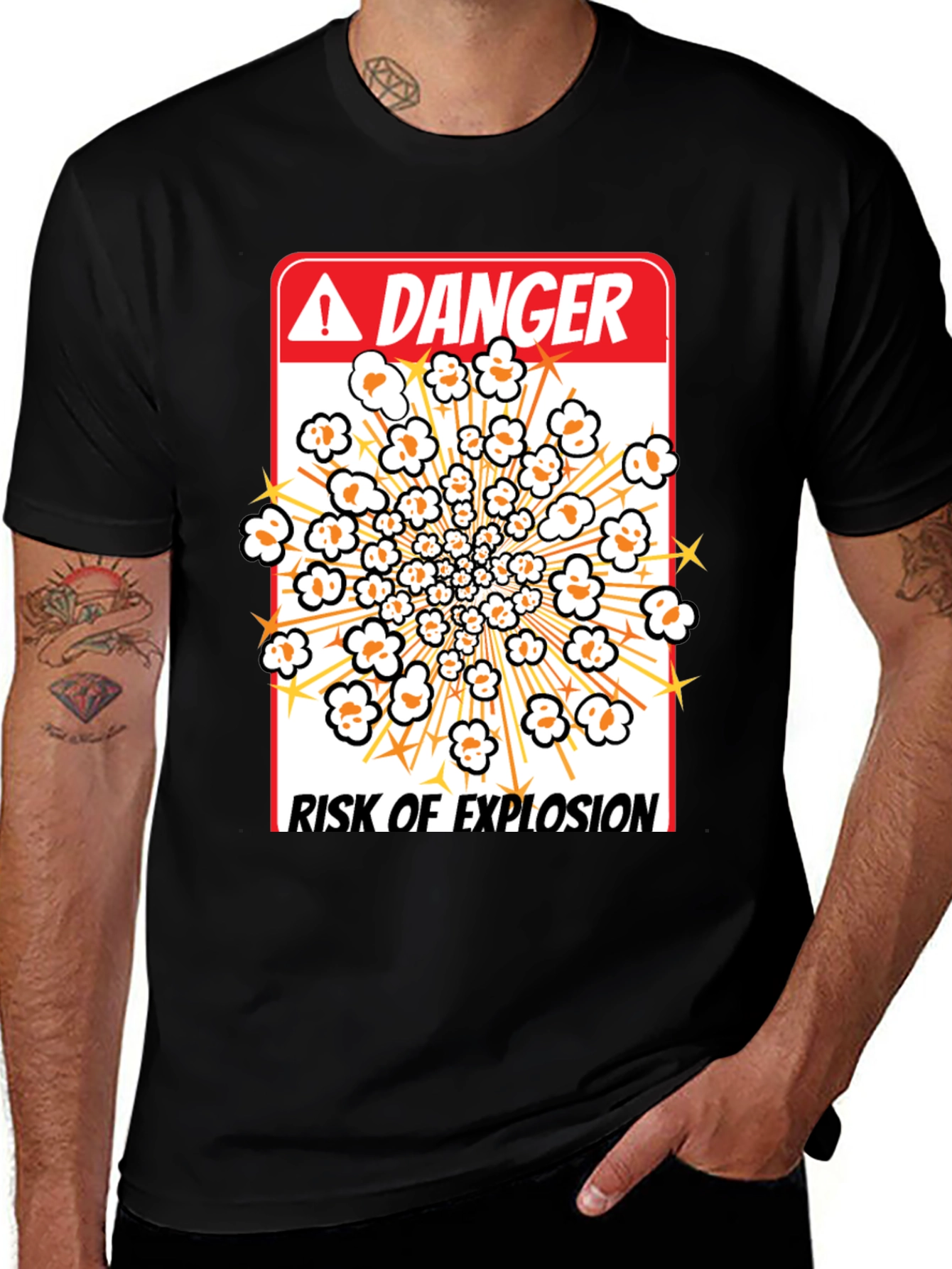 Black Danger Risk Of Explosion Popcorn T-Shirt main image