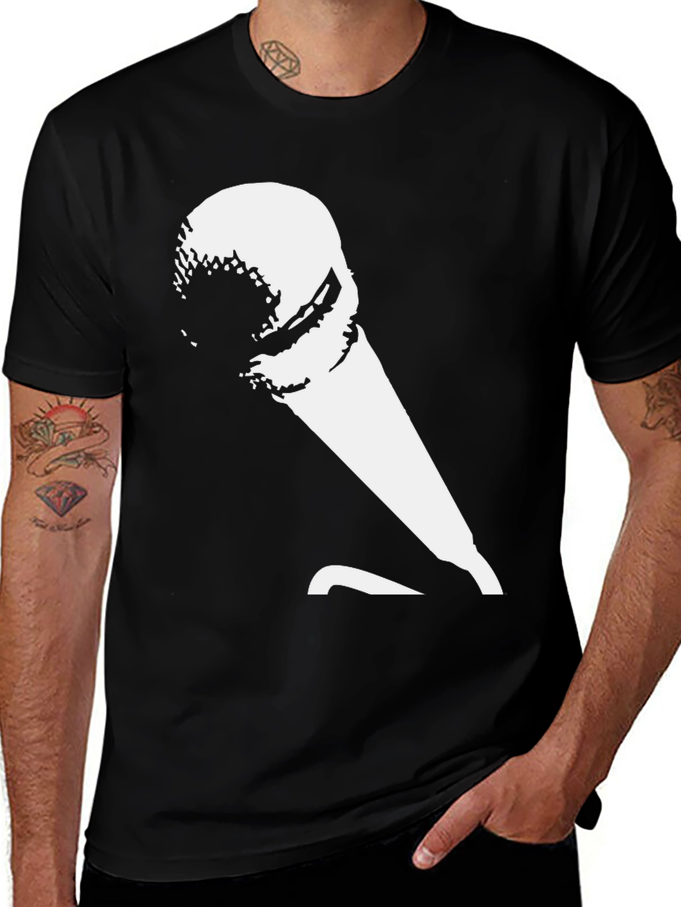 Variant 25 of Black T-Shirt with Microphone Graphic