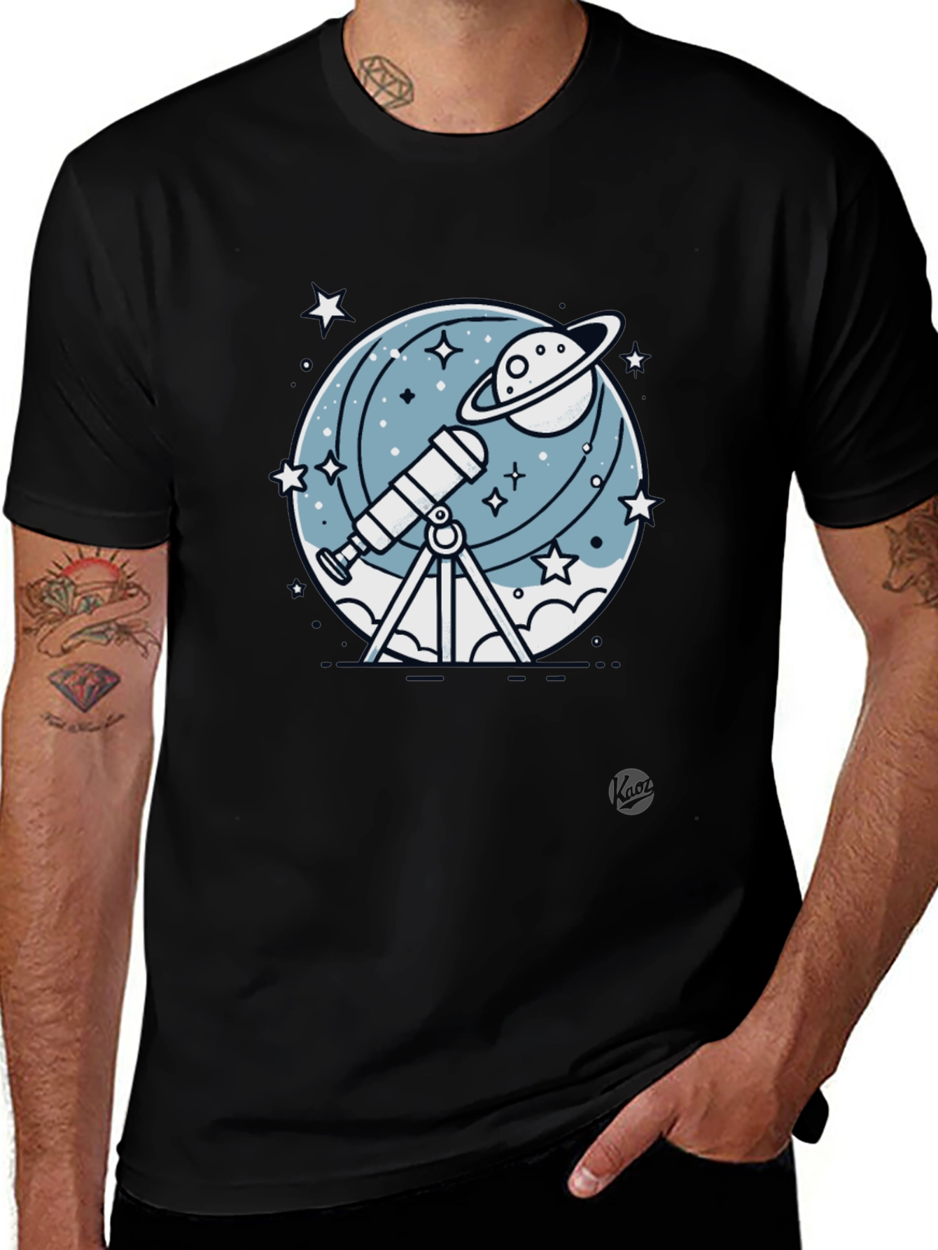 Cosmic Telescope Graphic Tee - Space Explorer T-Shirt