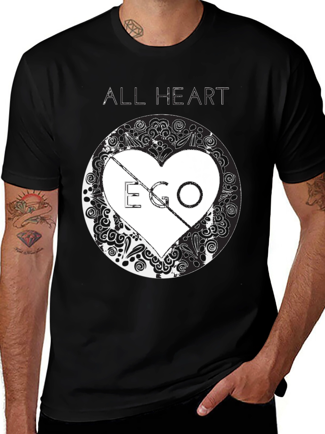 Variant 10 of All Heart No Ego Graphic T-Shirt - Black