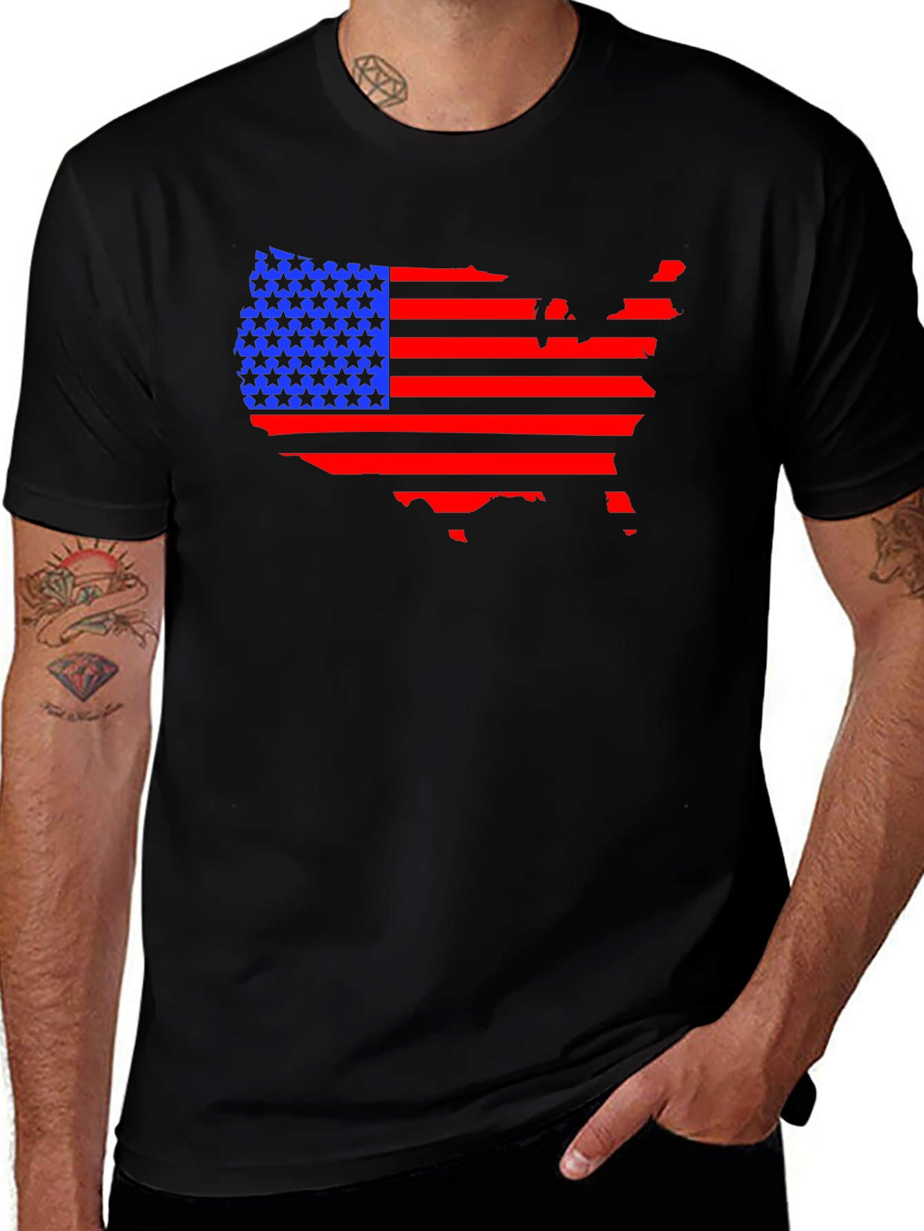 USA Flag Map Graphic T-Shirt
