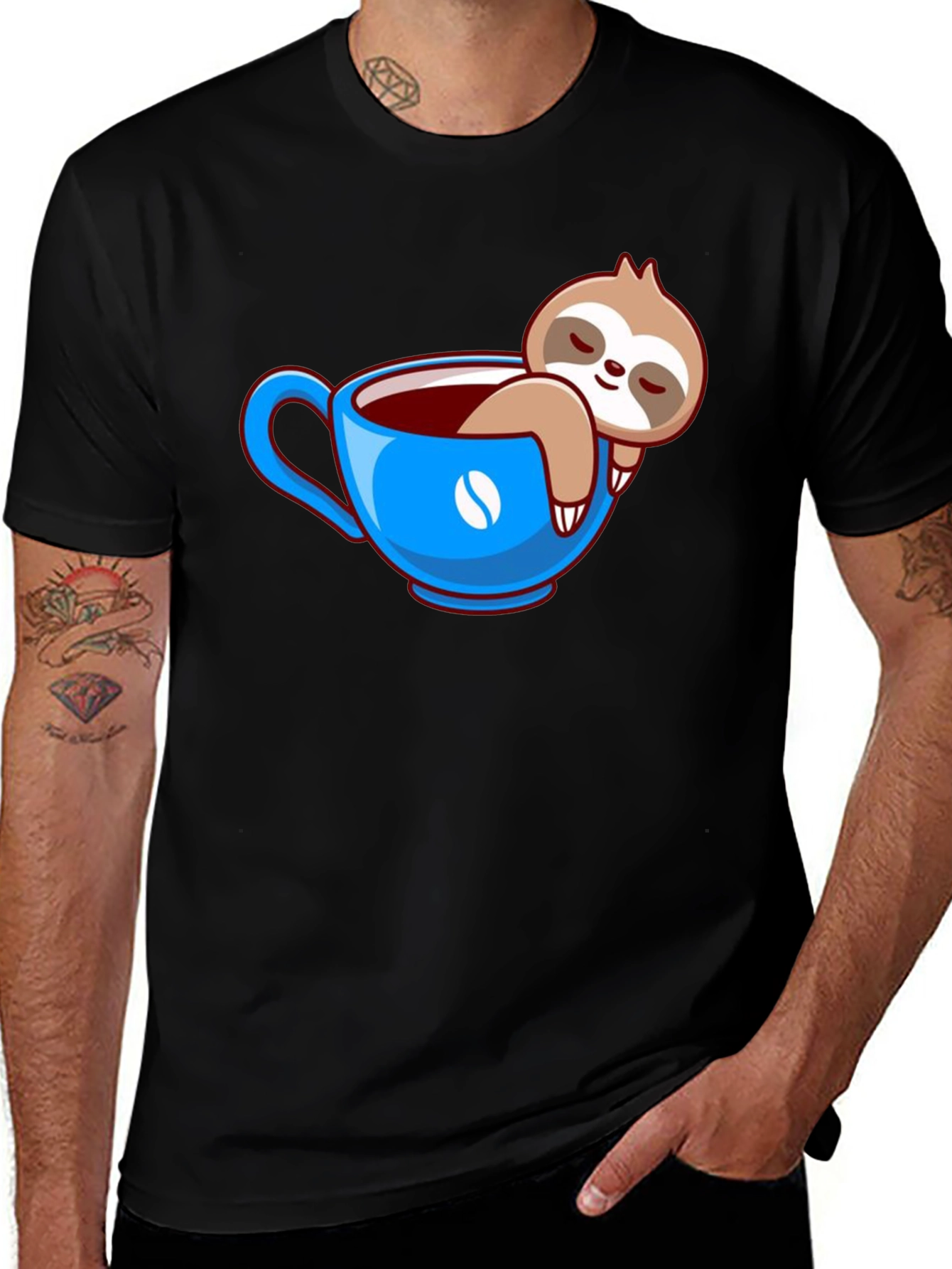 Variant 16 of Sloth in Coffee Cup Graphic Tee - Relaxed Fit