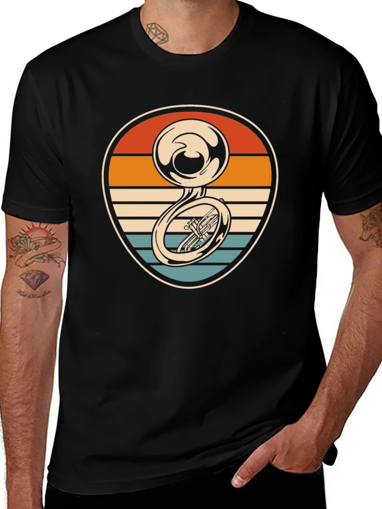 Variant 15 of Retro Tuba Sunset Graphic Tee