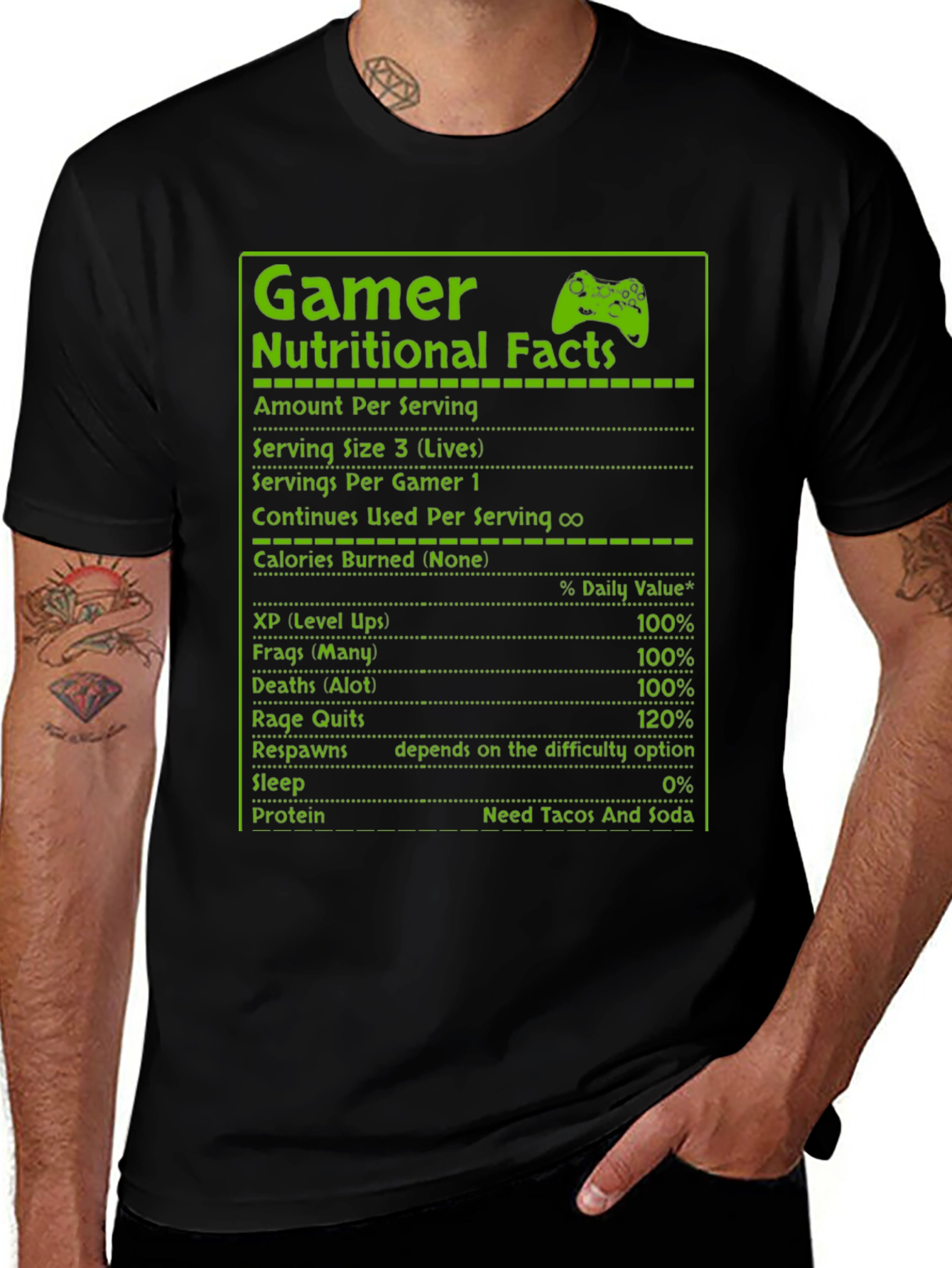 Variant 17 of Gamer Nutritional Facts T-Shirt - Funny Gaming Tee