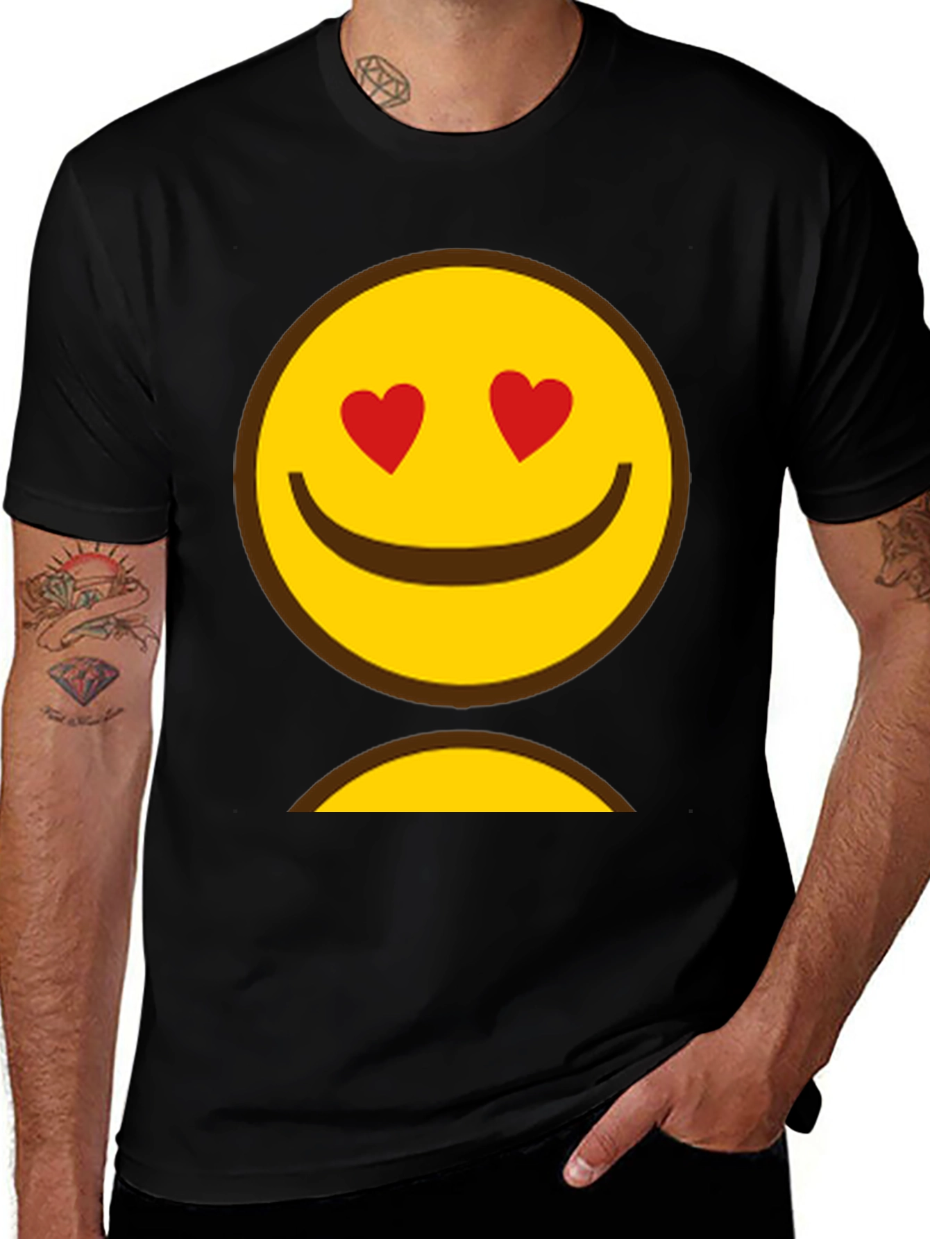 Variant 29 of Emoji Heart Eyes Graphic Tee - Black