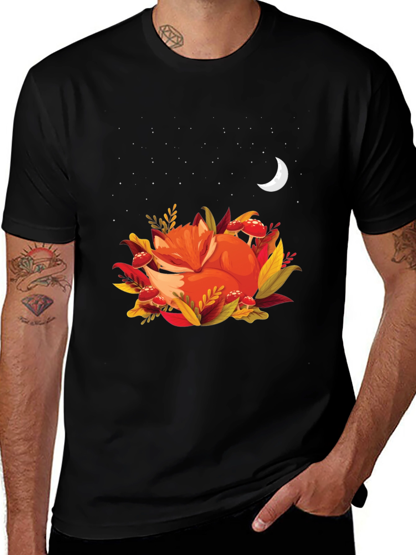 Variant 27 of Fox & Moon Graphic Tee - Nature Lover's T-Shirt