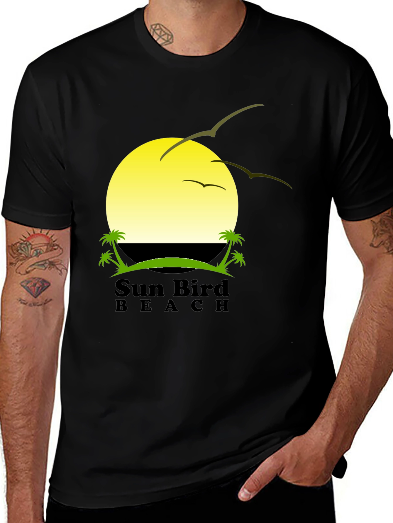 Variant 7 of Sun Bird Beach Black Graphic T-Shirt