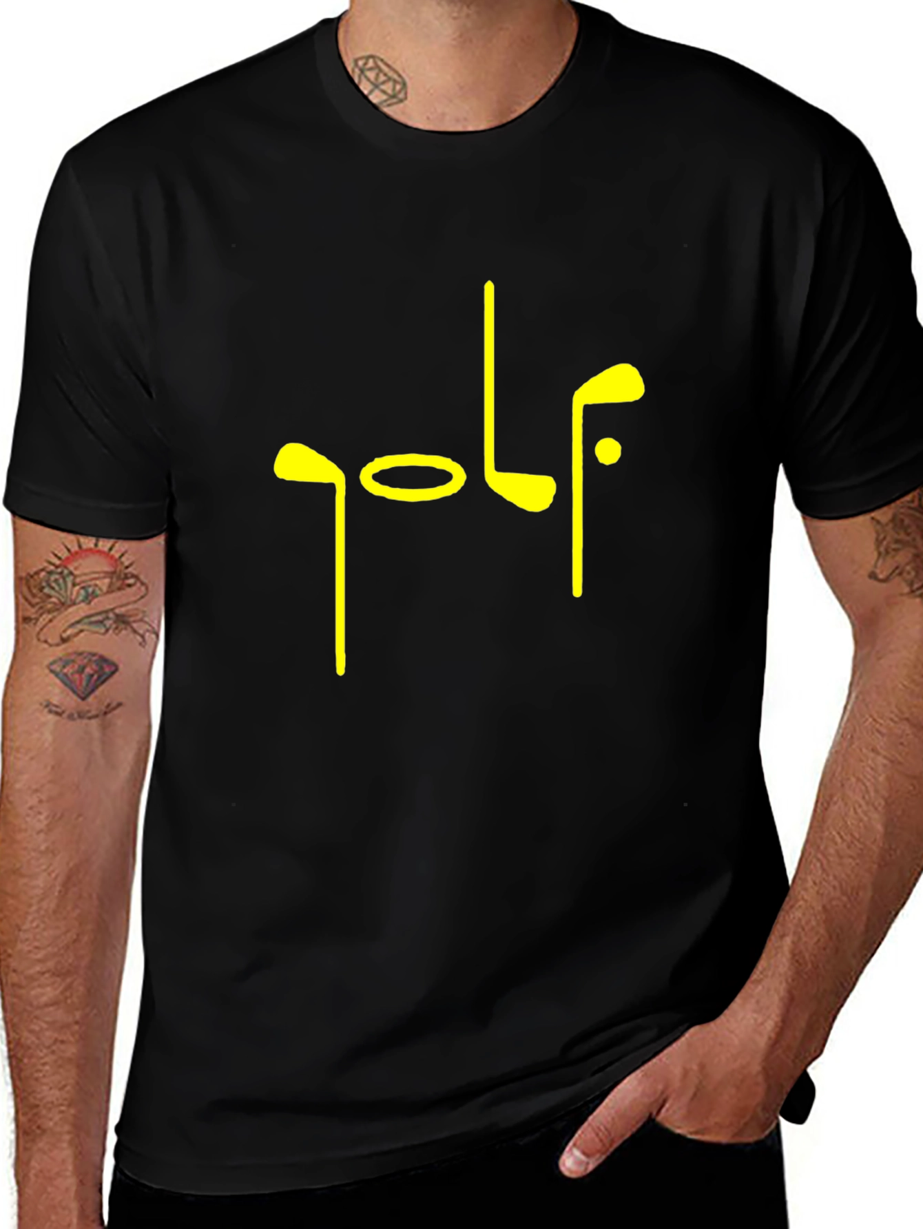 Variant 2 of Golf Graphic Tee - Black Cotton Short Sleeve Shirt