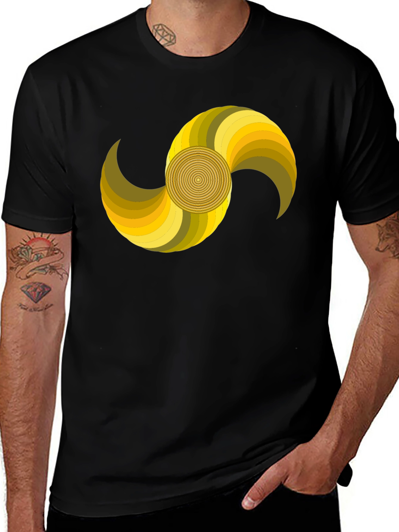 Variant 14 of Abstract Swirl Graphic Black T-Shirt