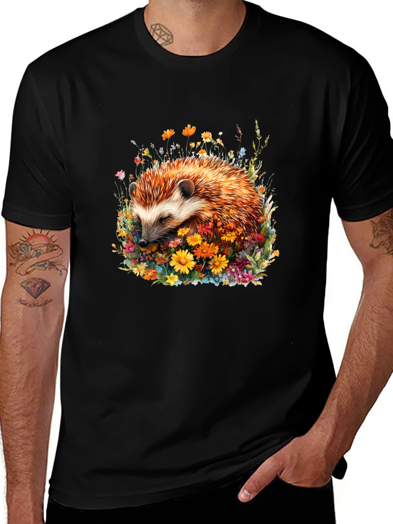 Variant 19 of Hedgehog in Flowers Graphic Tee