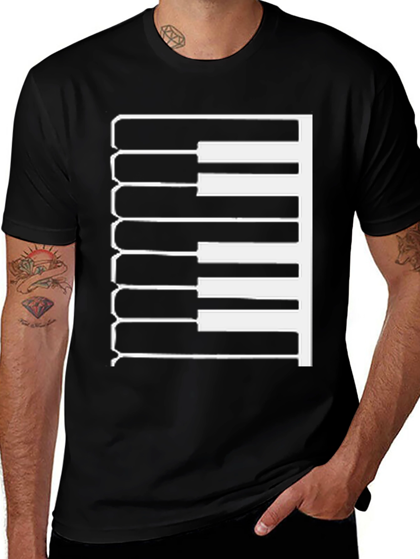 Variant 5 of Piano Keys Graphic T-Shirt - Black