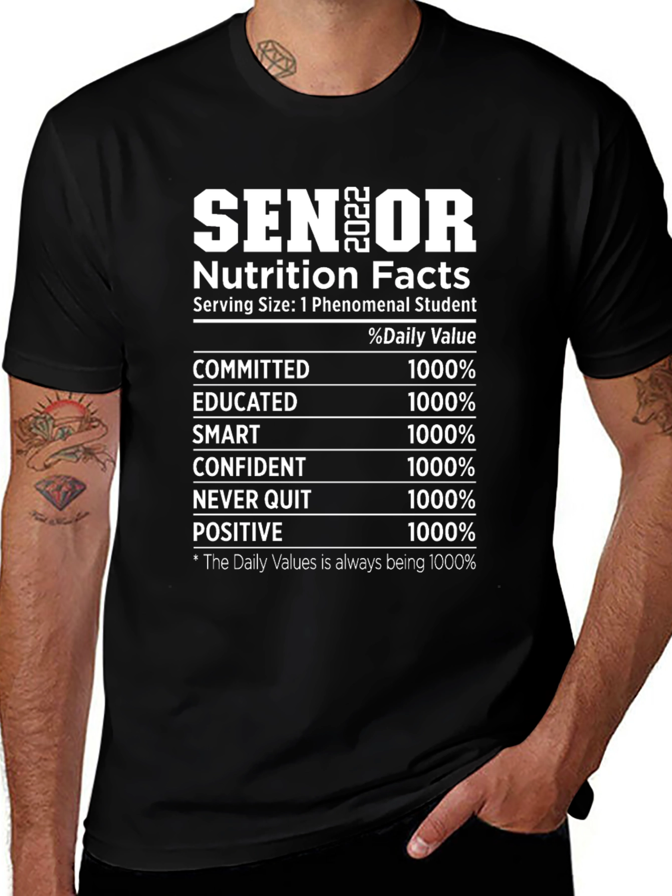 Variant 11 of Senior 2022 Nutrition Facts T-Shirt