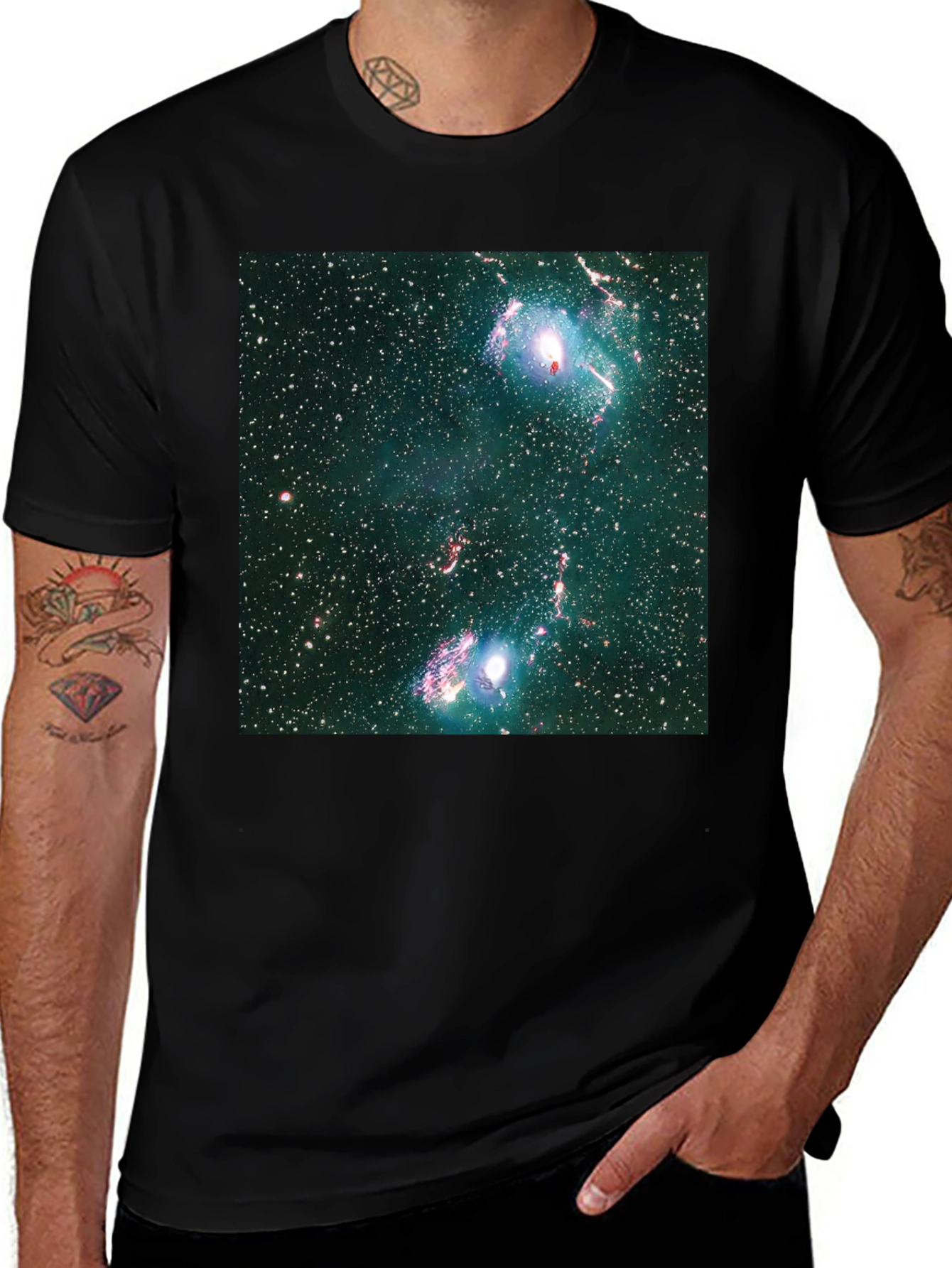 Variant 25 of Nebula Print Black T-Shirt - Galaxy Style
