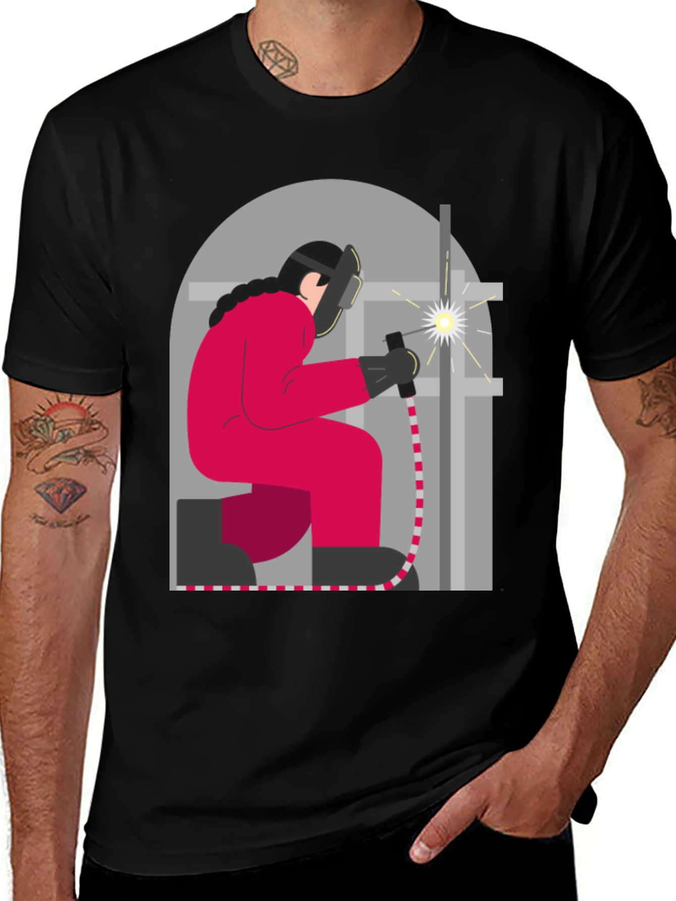 Variant 15 of Welder Graphic Tee - Cool Welding Design Shirt