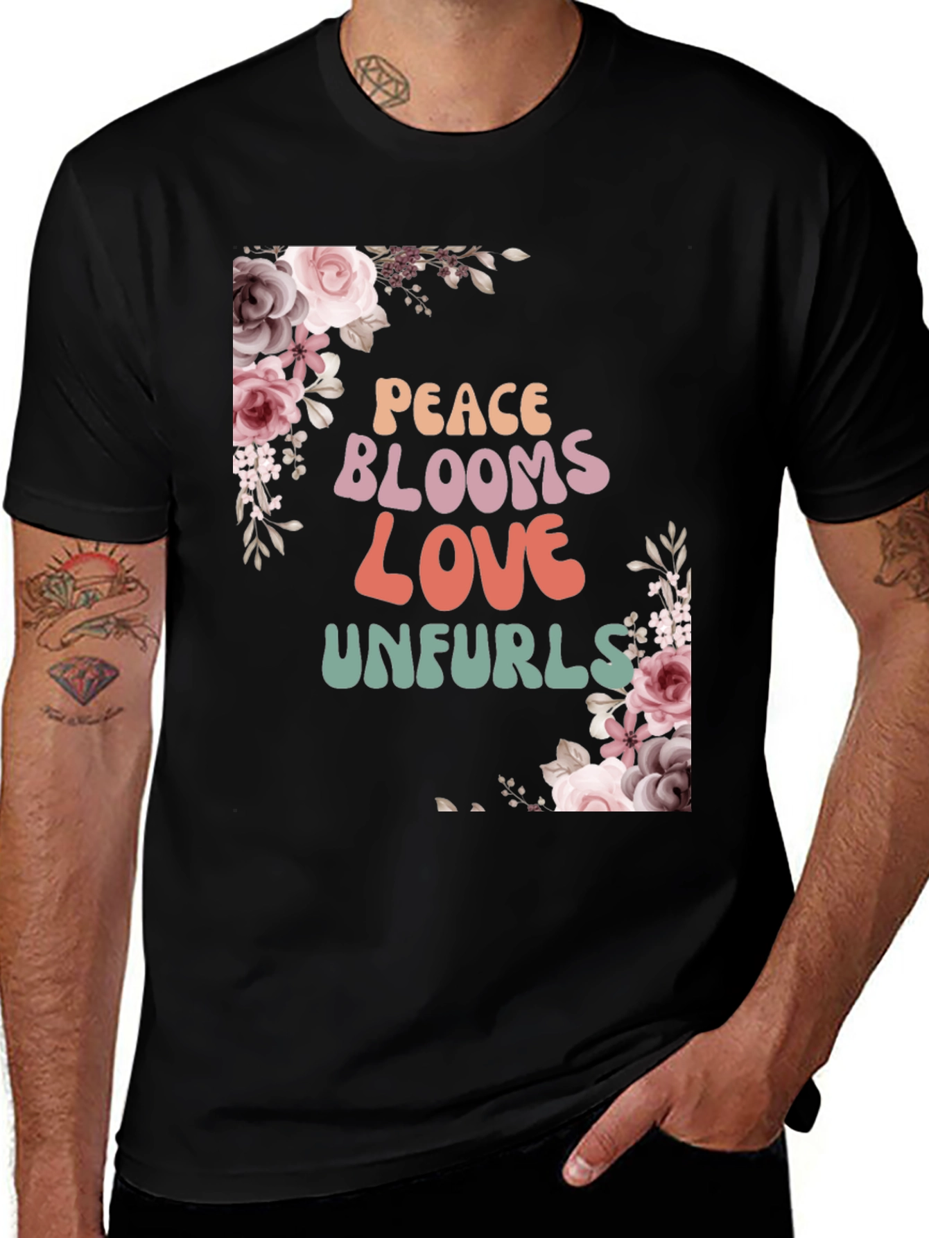 Peace Blooms Love Unfurls Graphic Tee
