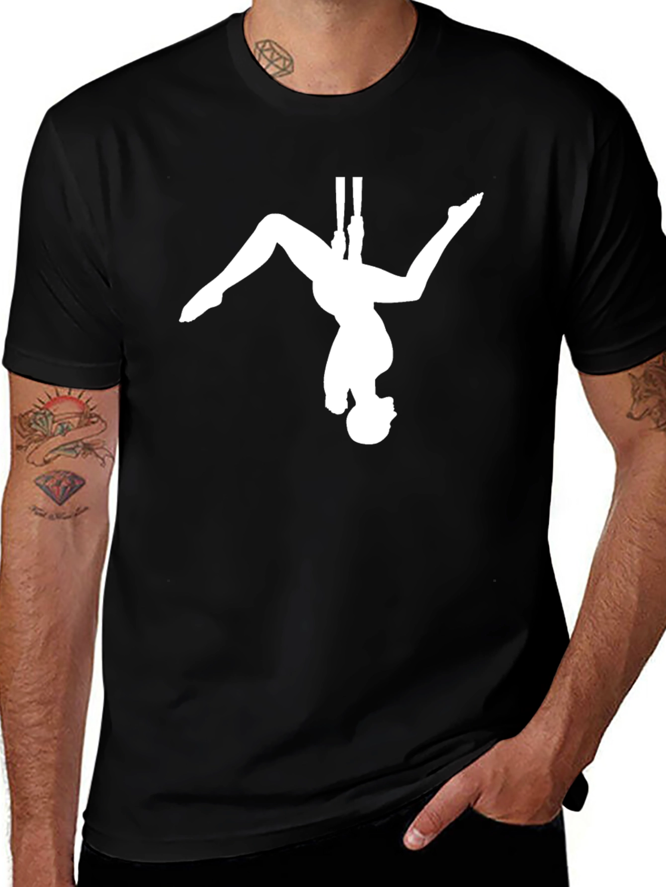 Variant 16 of Aerial Silks Black T-Shirt - Circus Arts Tee