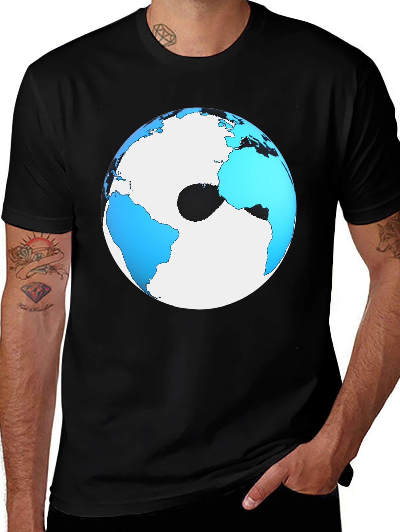 Variant 26 of Earth Graphic Black T-Shirt
